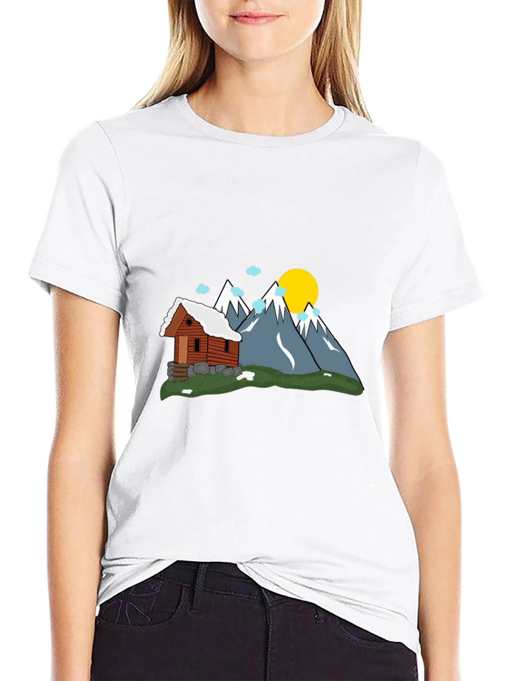 Mountain Cabin Graphic Tee - Black