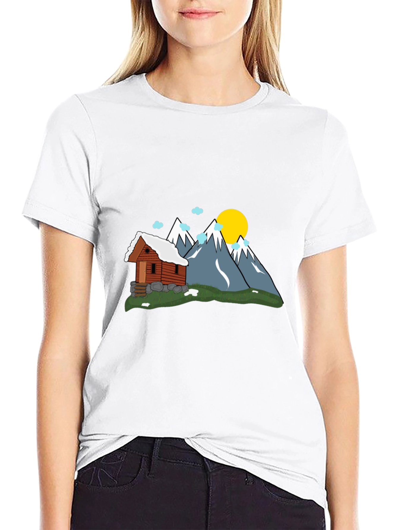 Mountain Cabin Graphic Tee - Black