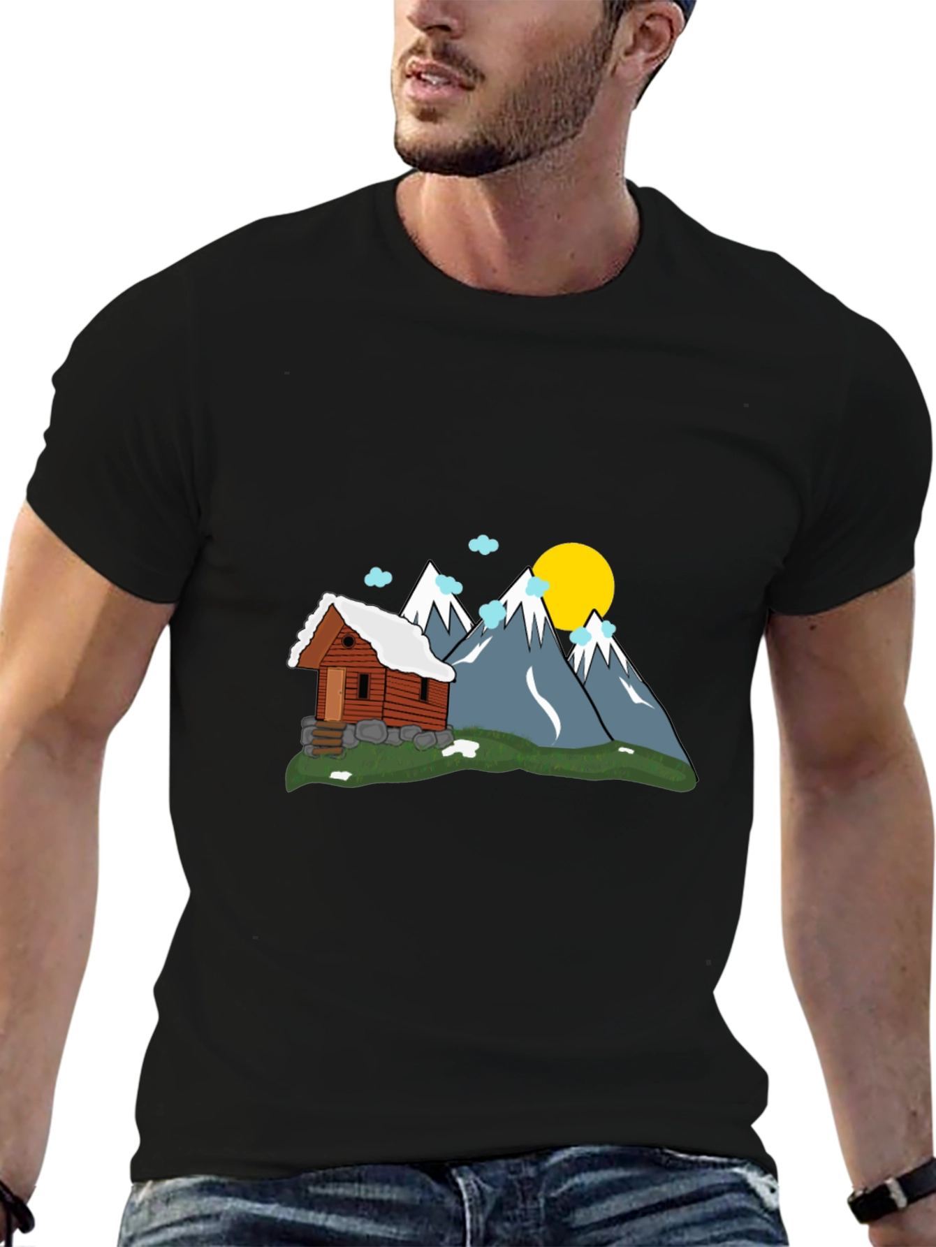 Mountain Cabin Graphic Tee - Black
