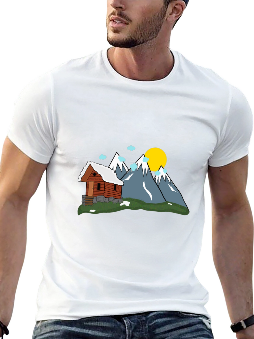 Mountain Cabin Graphic Tee - Black