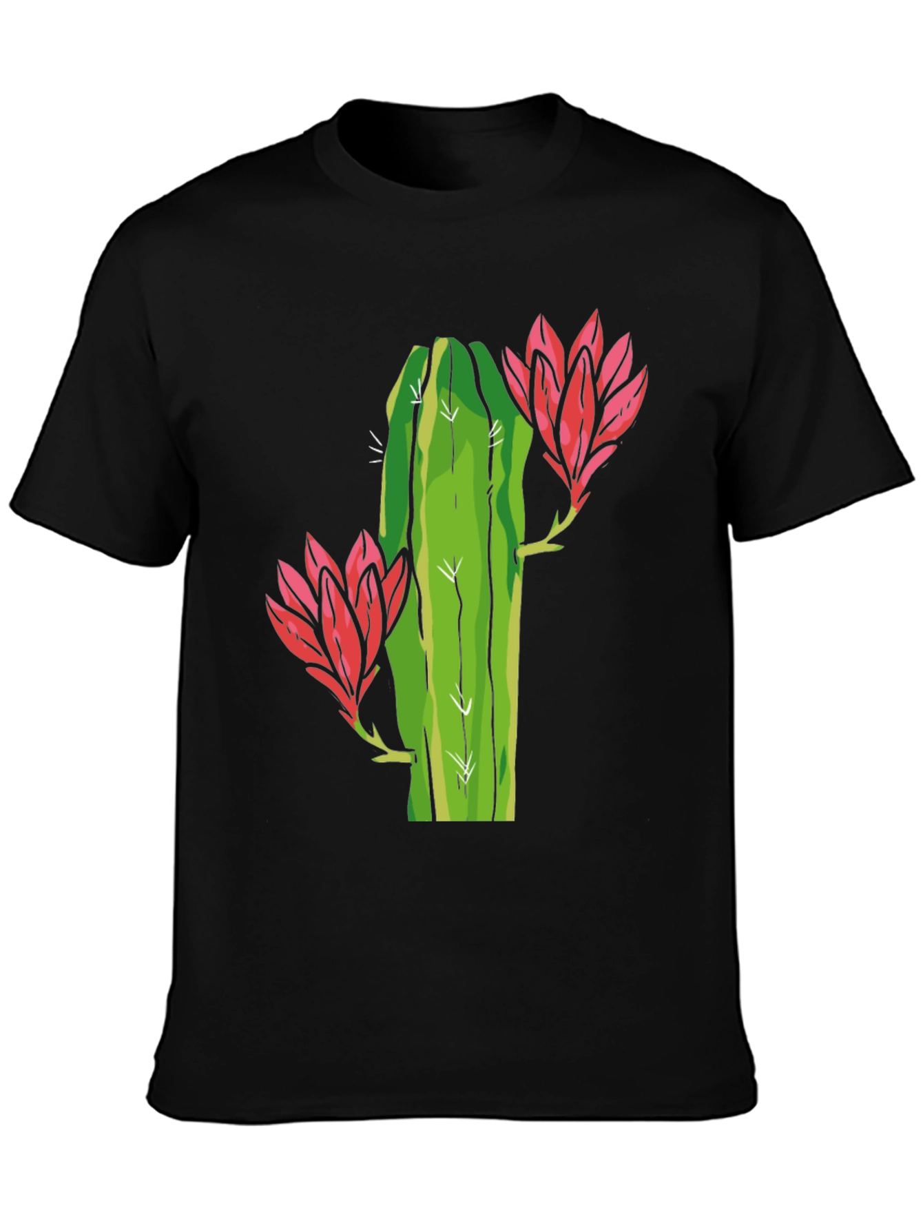 Cactus Flower Graphic Tee - Black