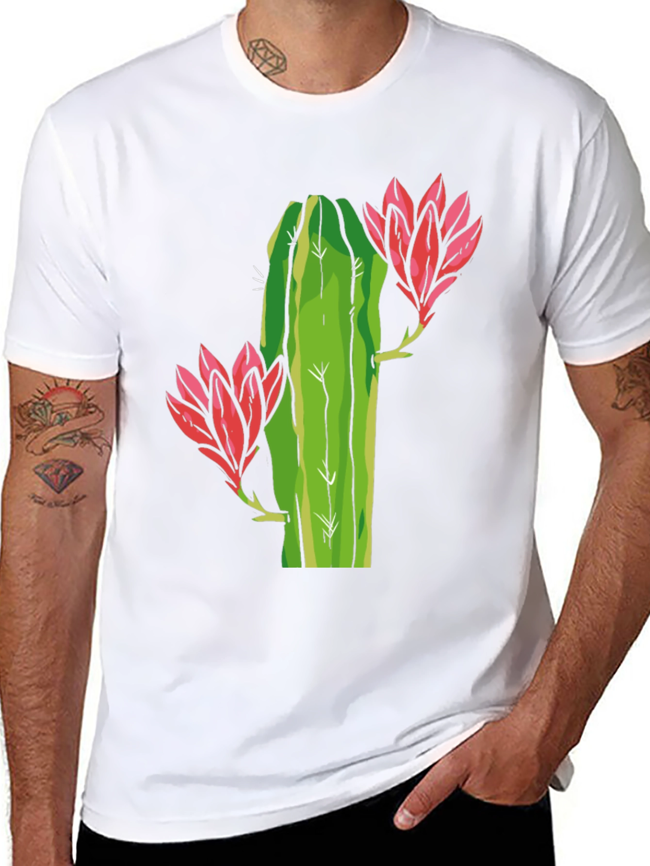 Cactus Flower Graphic Tee - Black