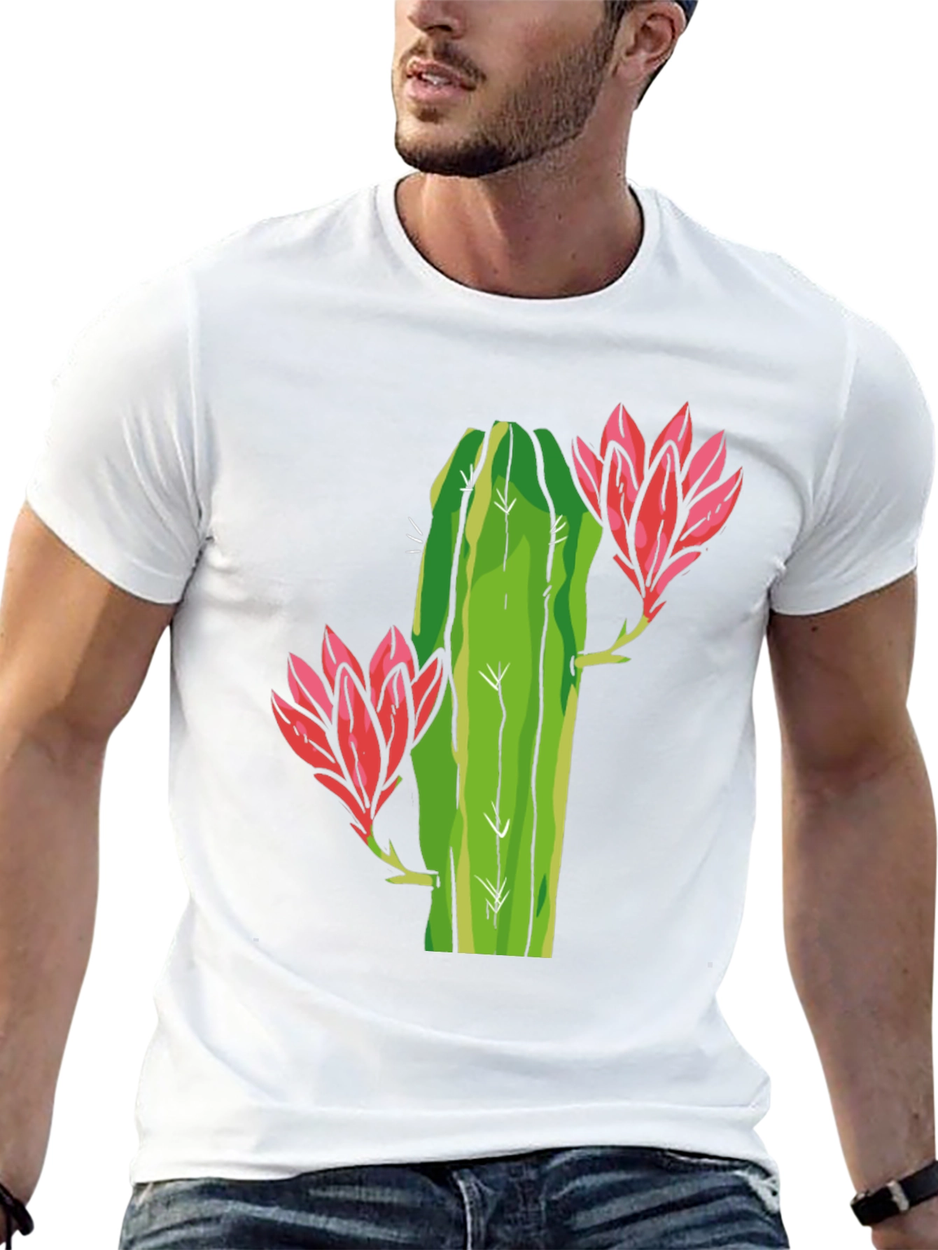 Cactus Flower Graphic Tee - Black