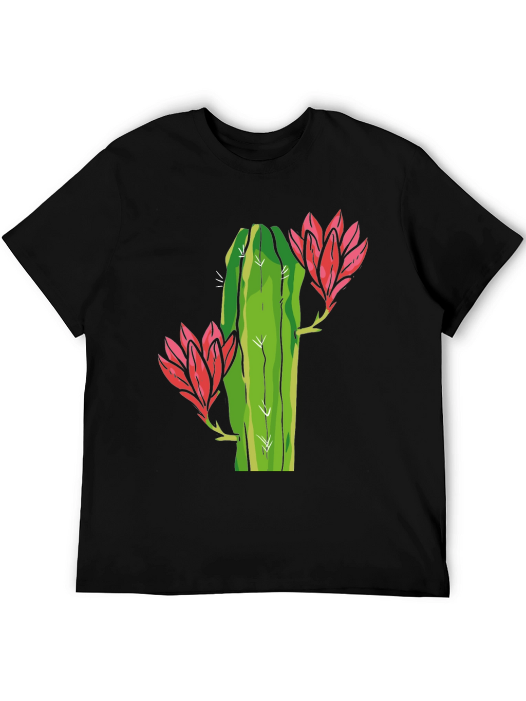 Cactus Flower Graphic Tee - Black