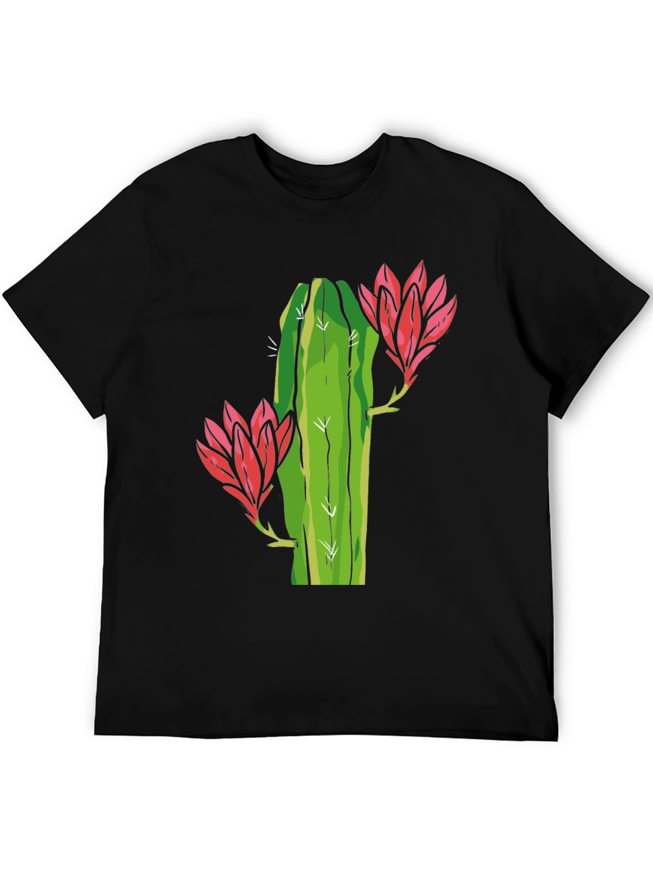 Cactus Flower Graphic Tee - Black