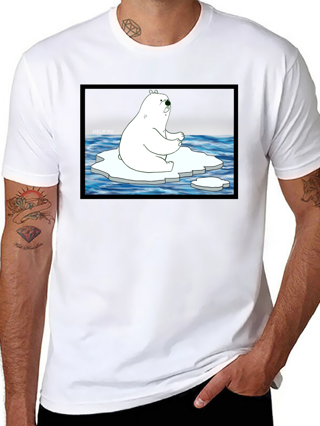 Distressed Polar Bear Graphic T-Shirt