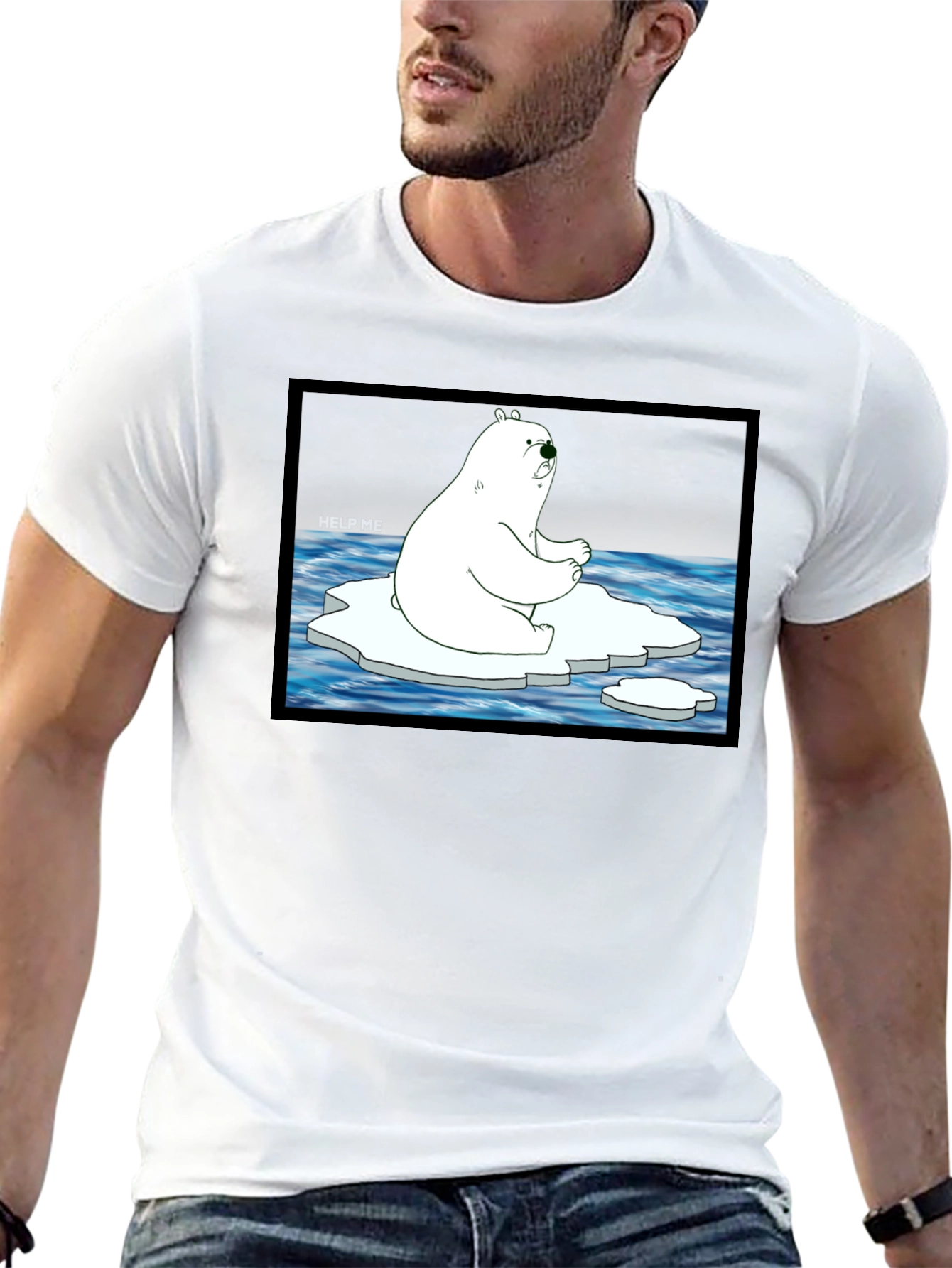 Distressed Polar Bear Graphic T-Shirt