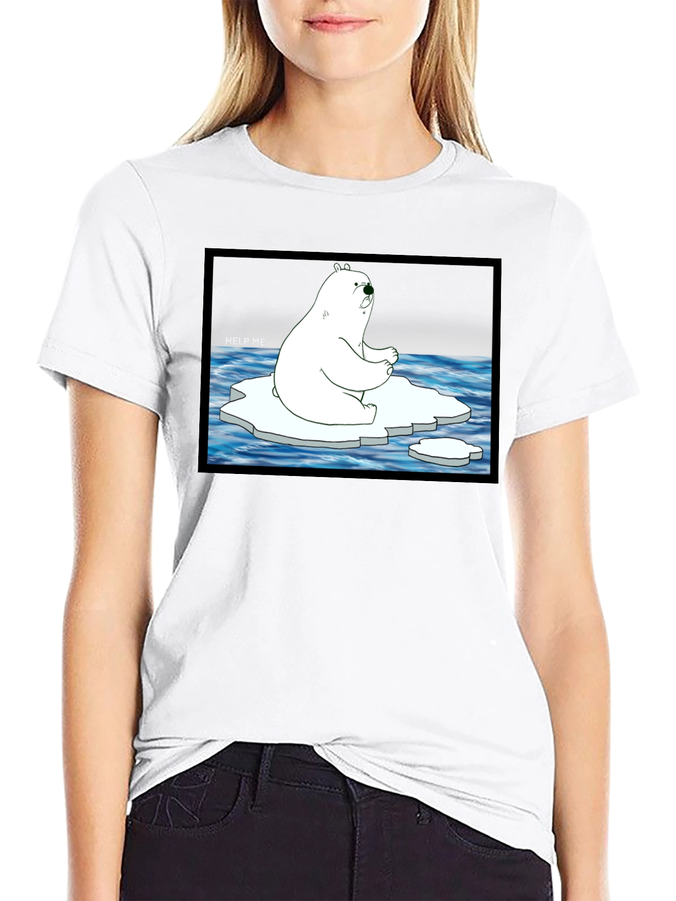 Distressed Polar Bear Graphic T-Shirt