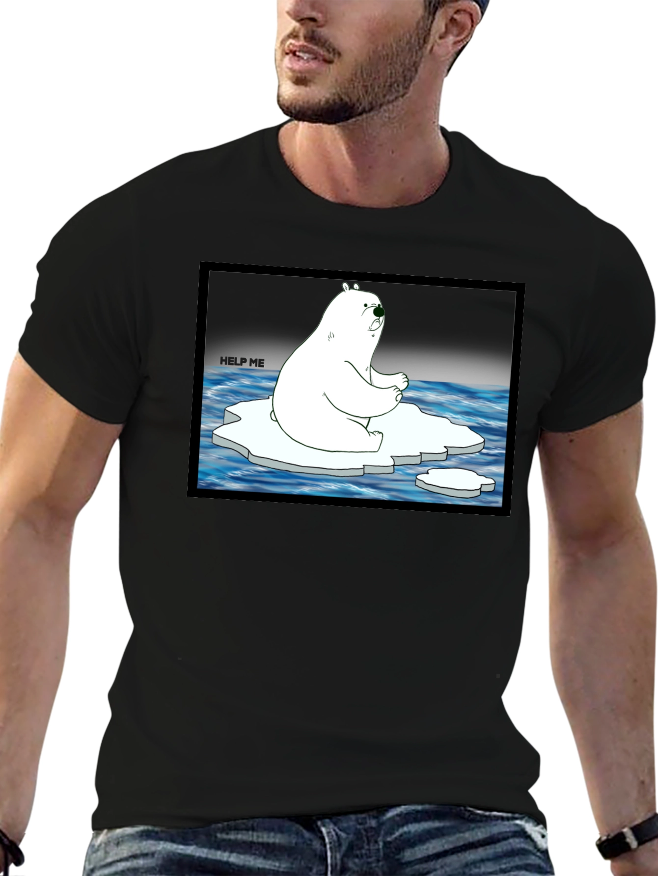 Distressed Polar Bear Graphic T-Shirt