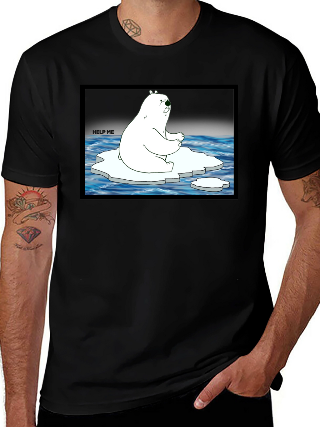 Distressed Polar Bear Graphic T-Shirt