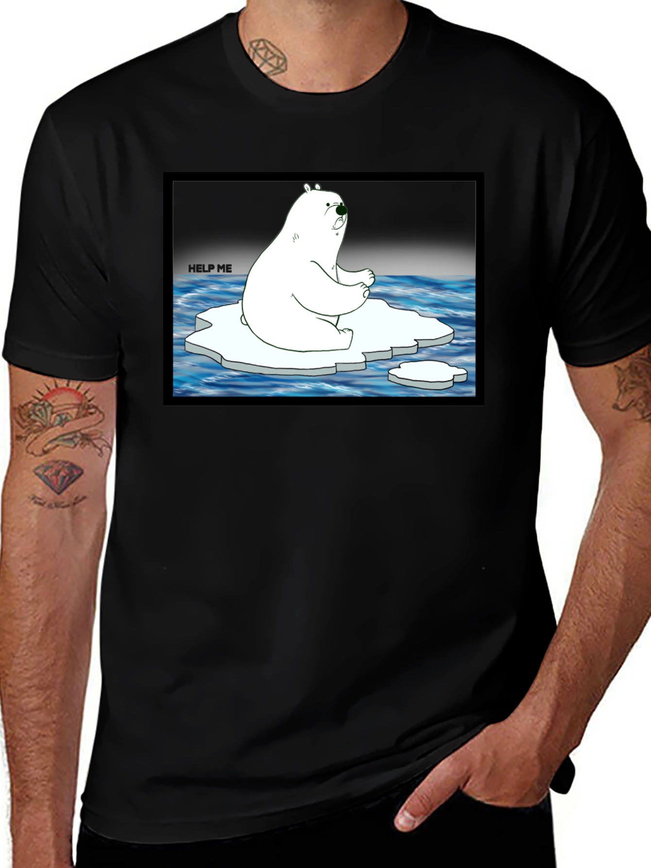 Distressed Polar Bear Graphic T-Shirt