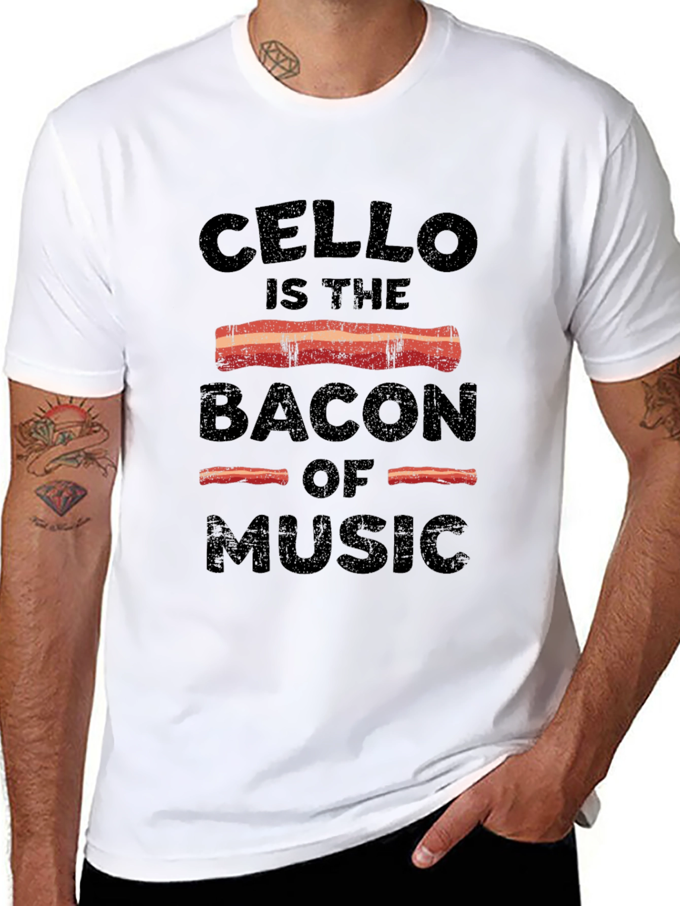 Cello Bacon of Music T-Shirt - Music Lovers Tee