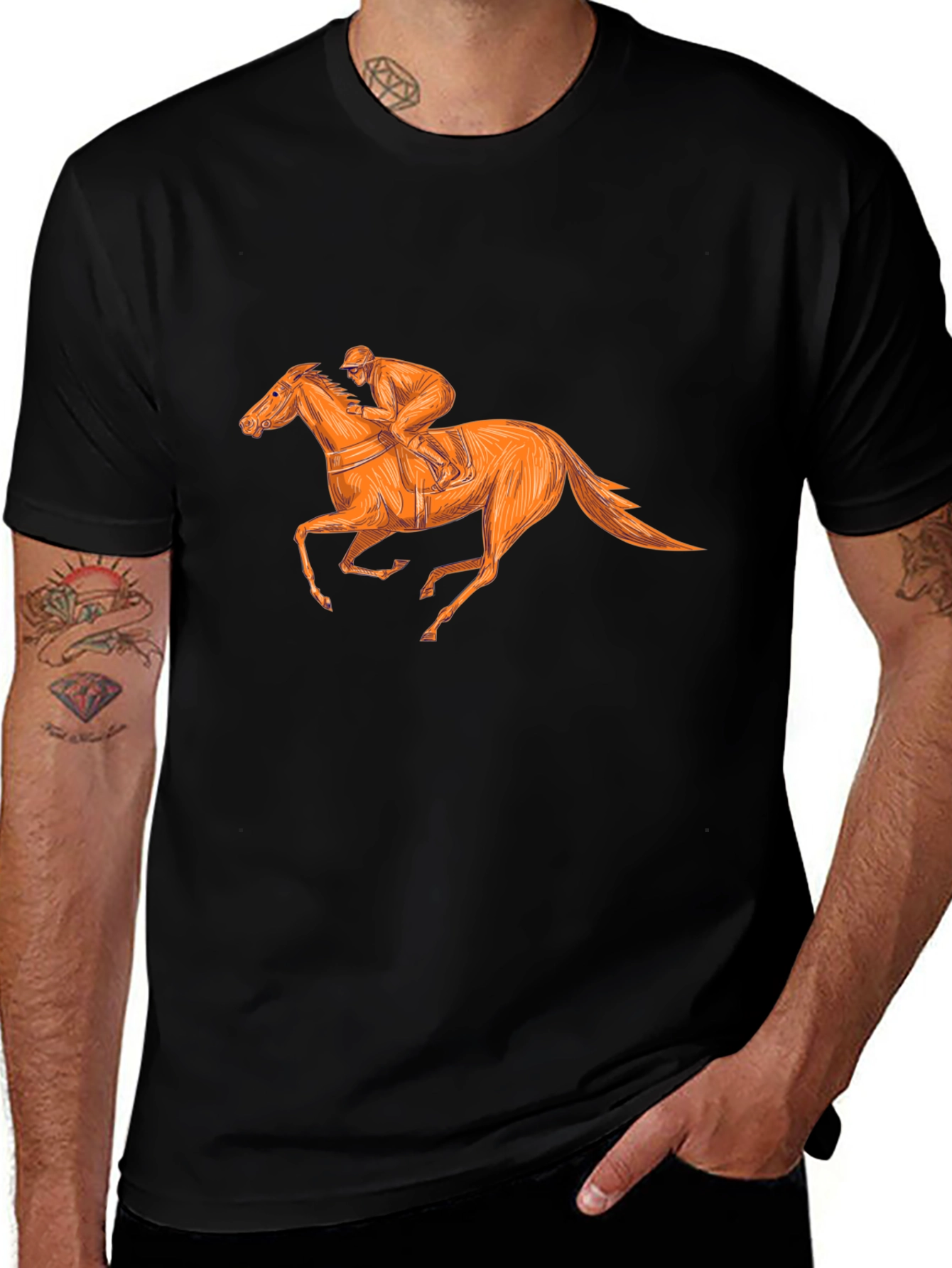 Equestrian Style Black T-Shirt
