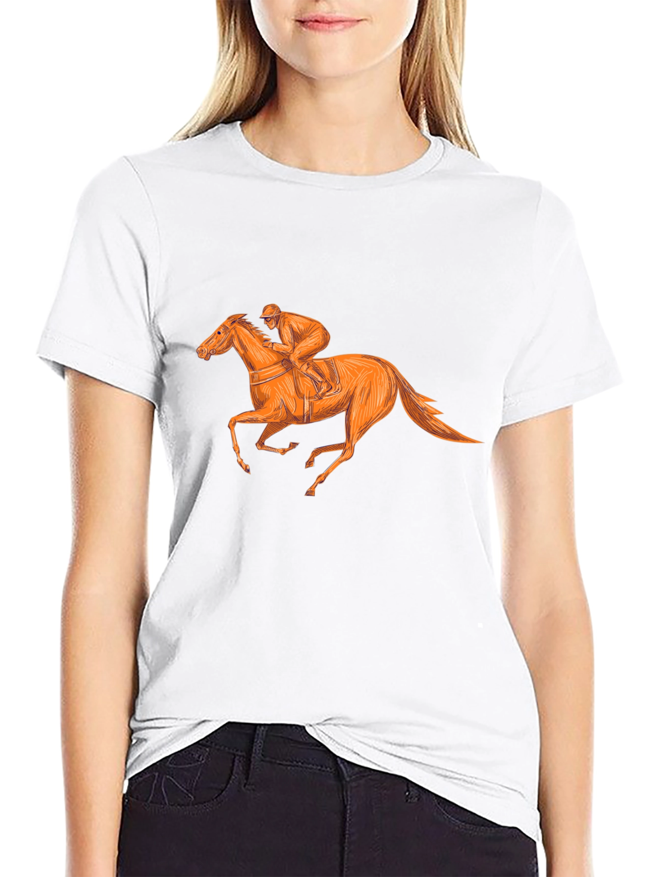 Equestrian Style Black T-Shirt