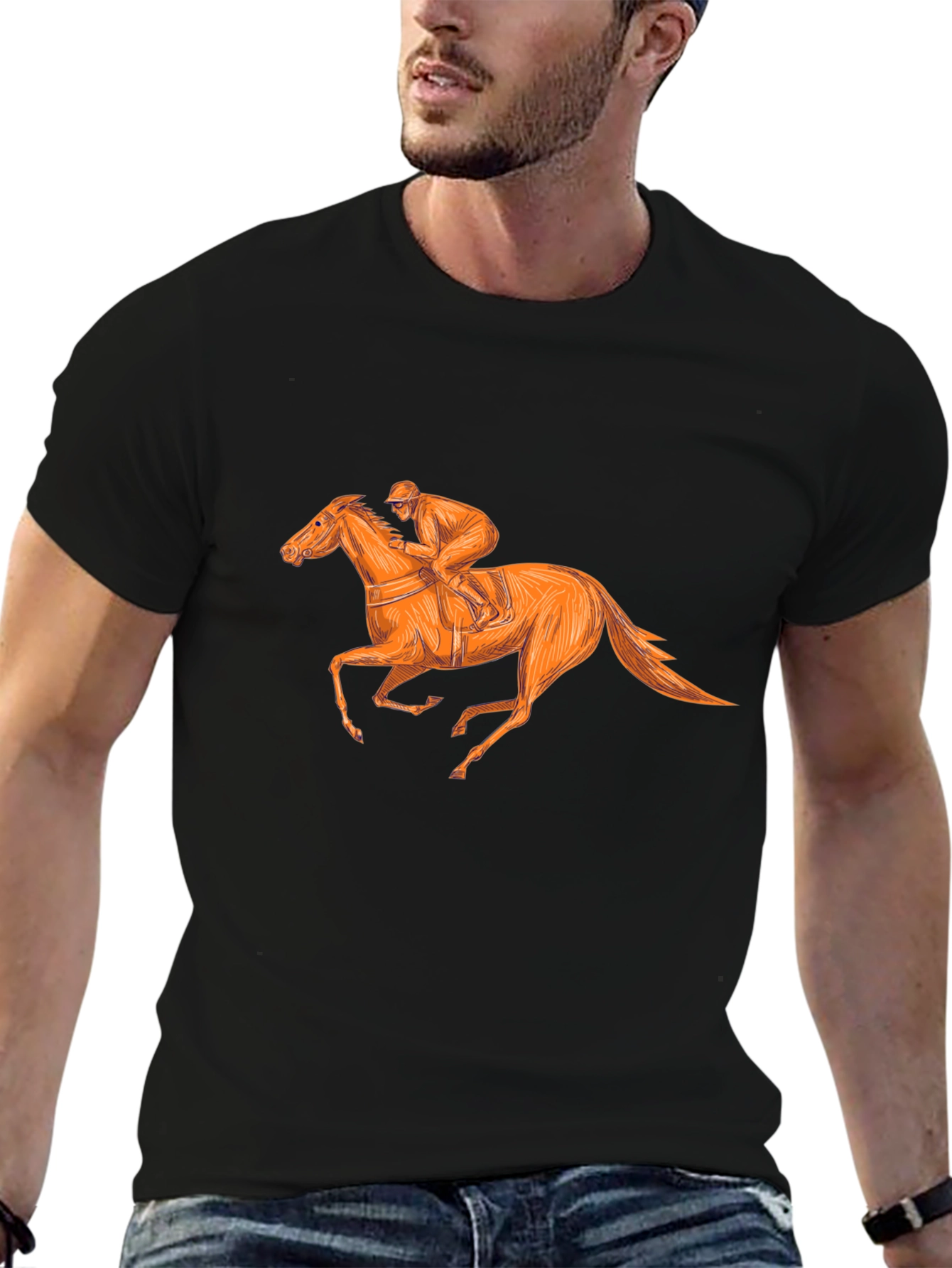 Equestrian Style Black T-Shirt