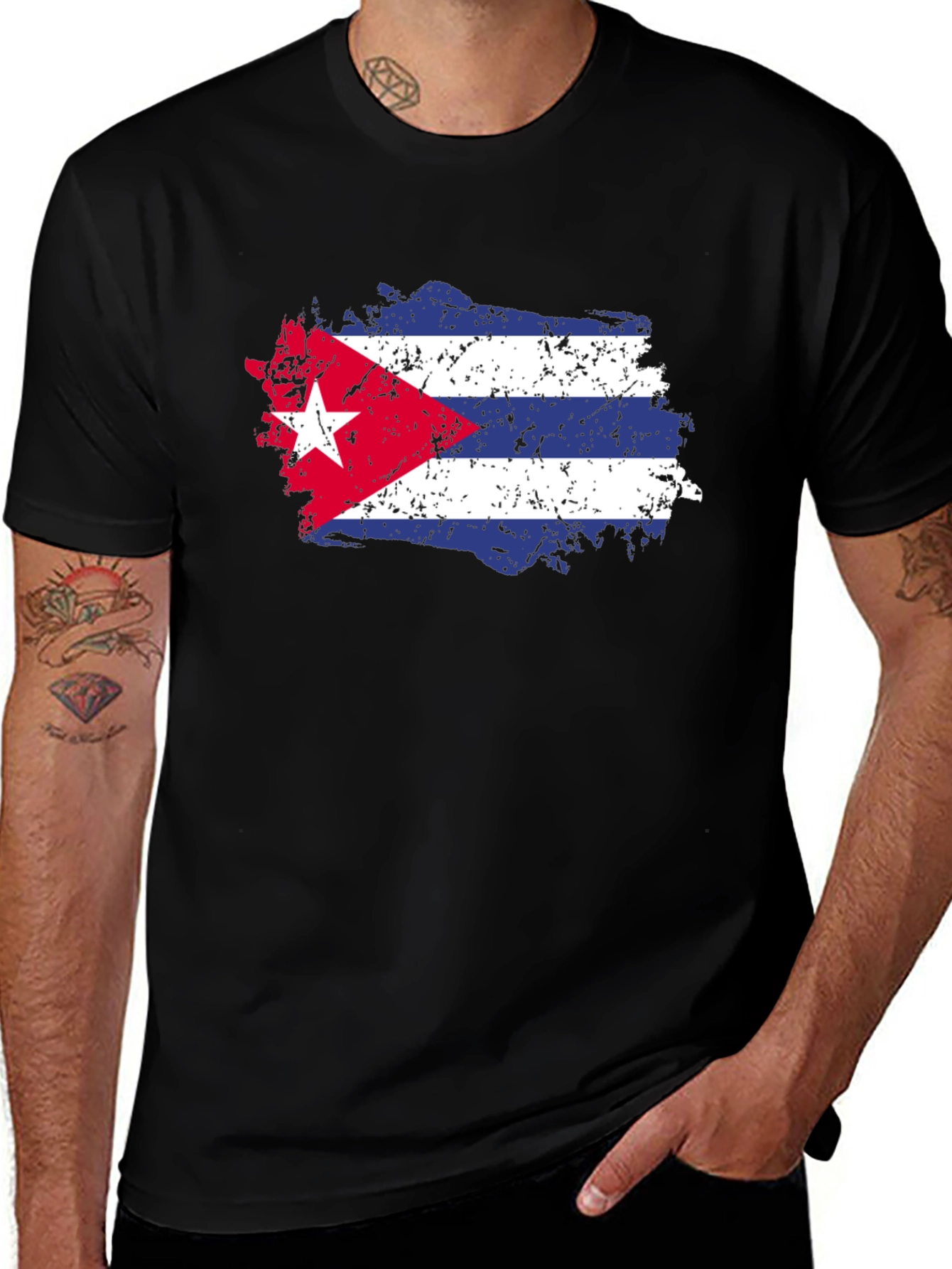 Cuban Flag T-Shirt - Distressed Graphic Tee