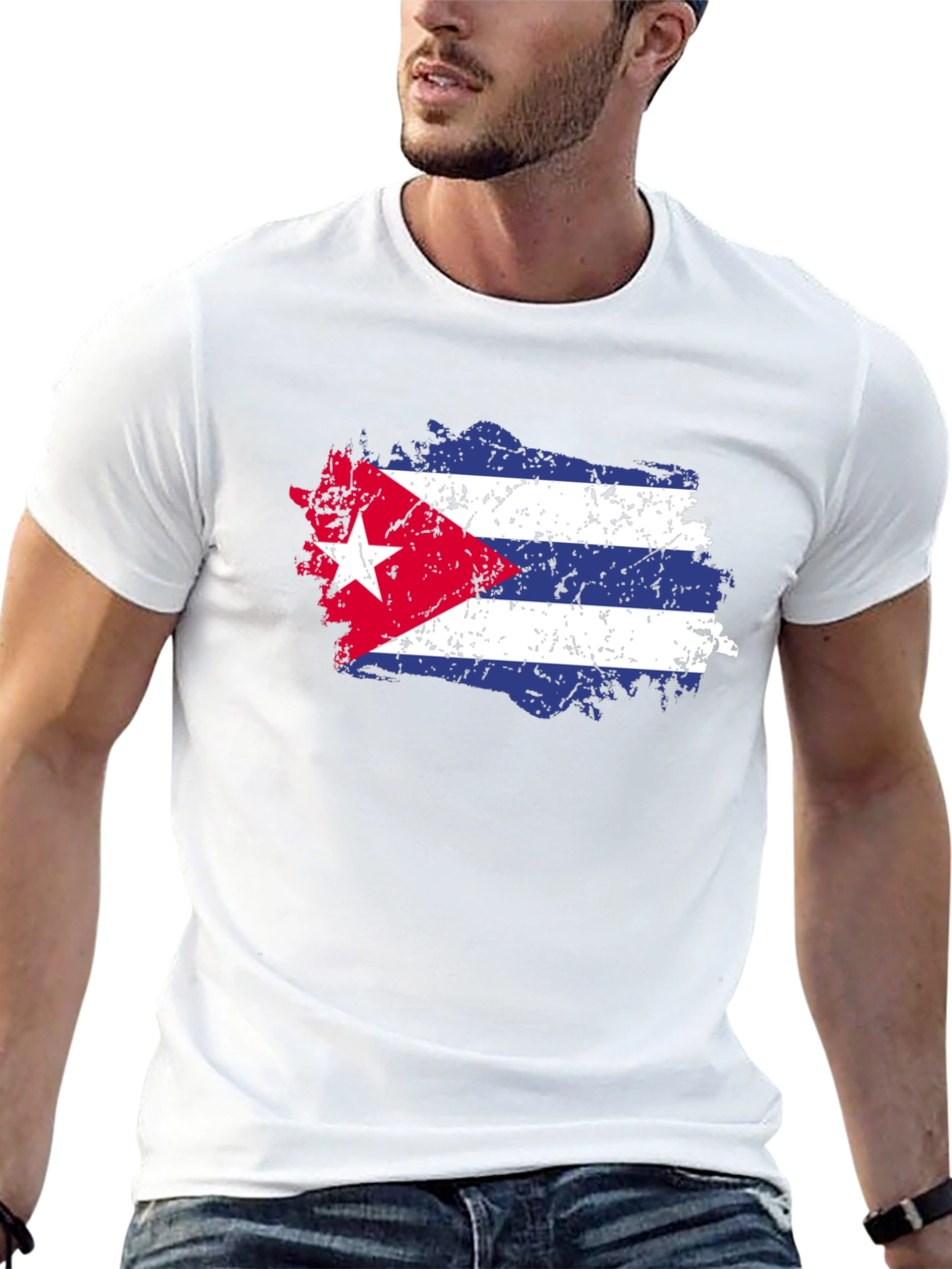 Cuban Flag T-Shirt - Distressed Graphic Tee