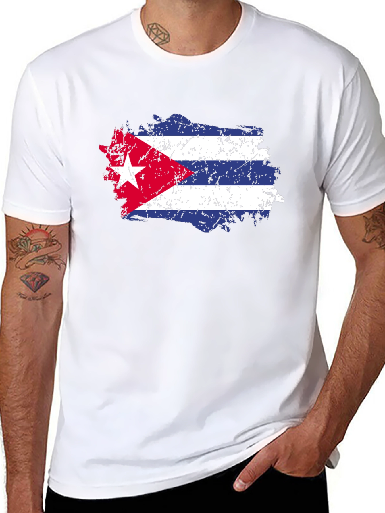 Cuban Flag T-Shirt - Distressed Graphic Tee