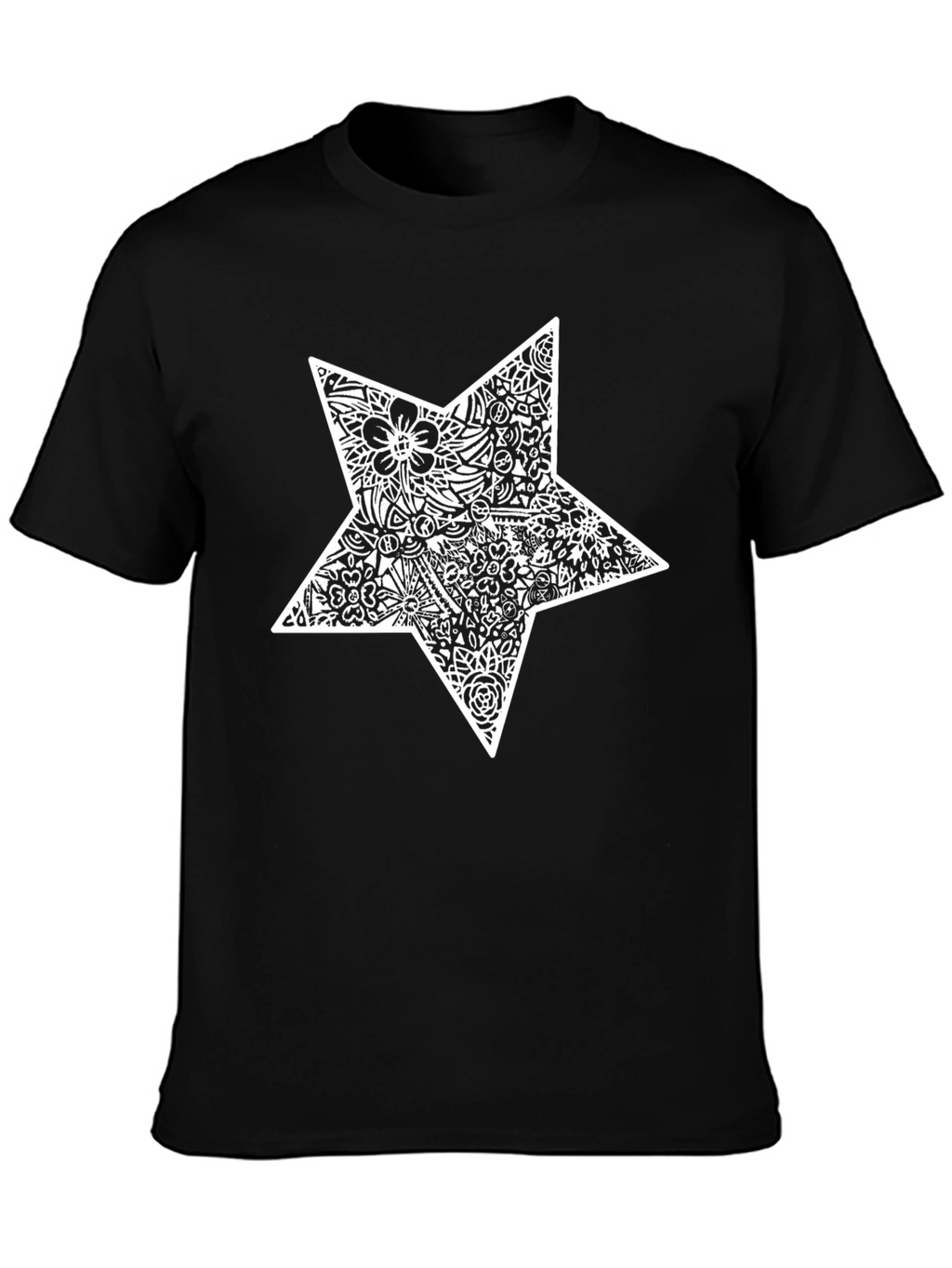 Black T-Shirt with White Star Design