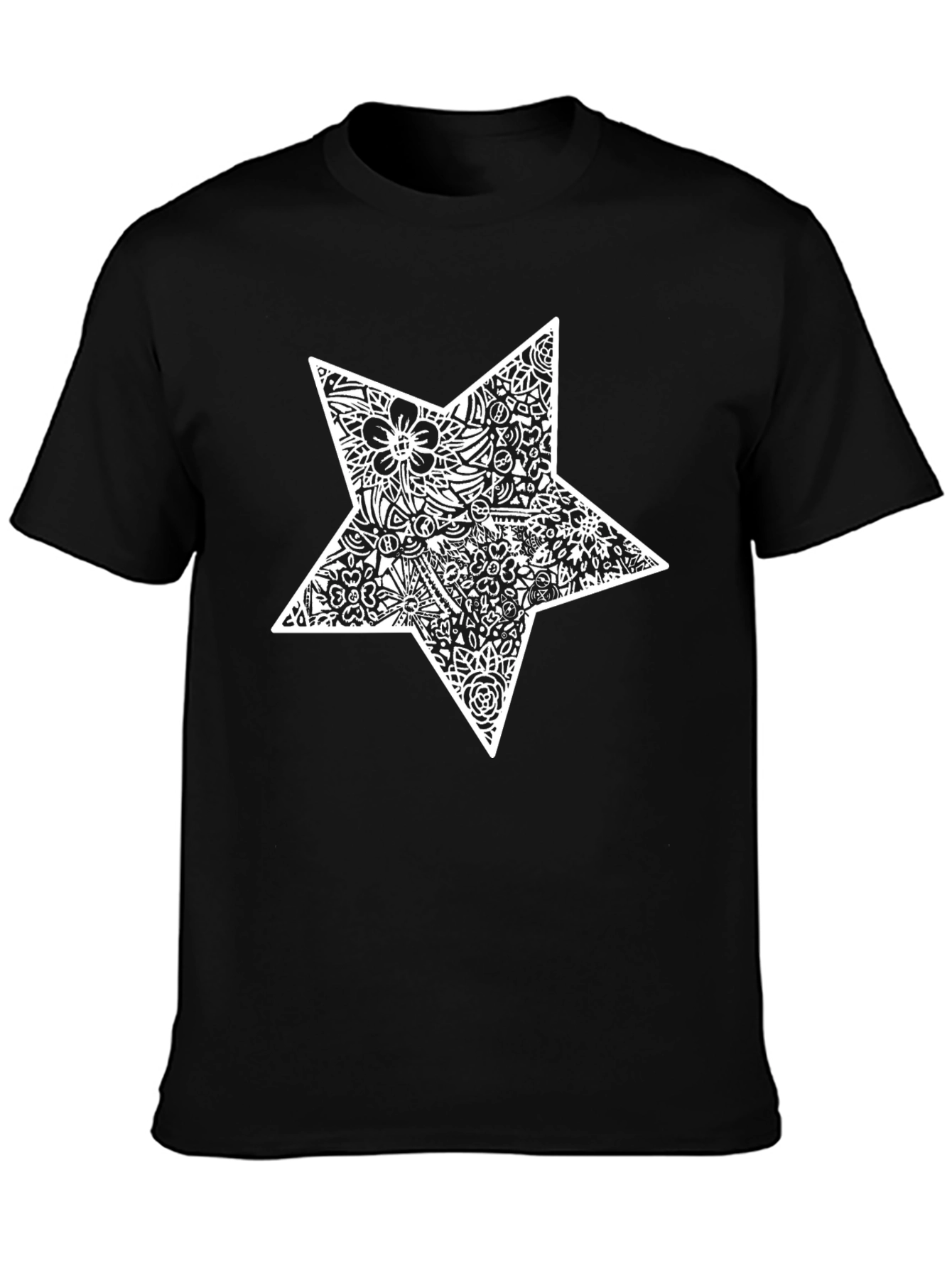 Black T-Shirt with White Star Design