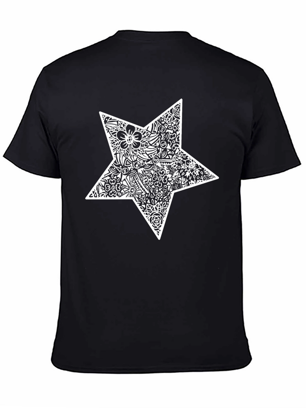 Black T-Shirt with White Star Design