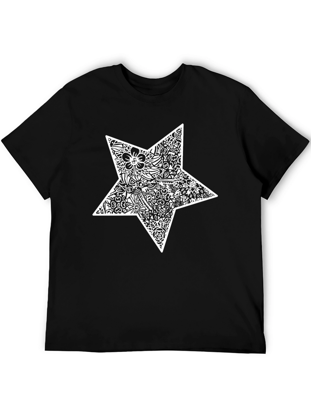 Black T-Shirt with White Star Design