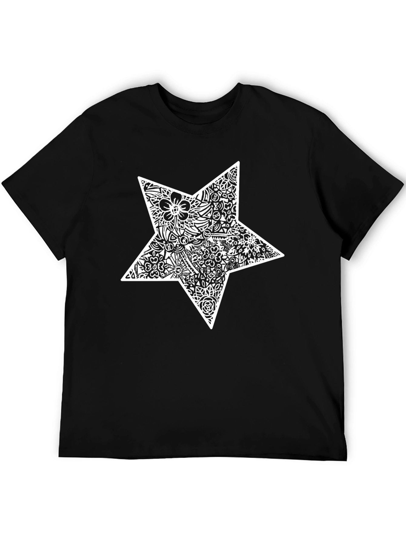 Black T-Shirt with White Star Design