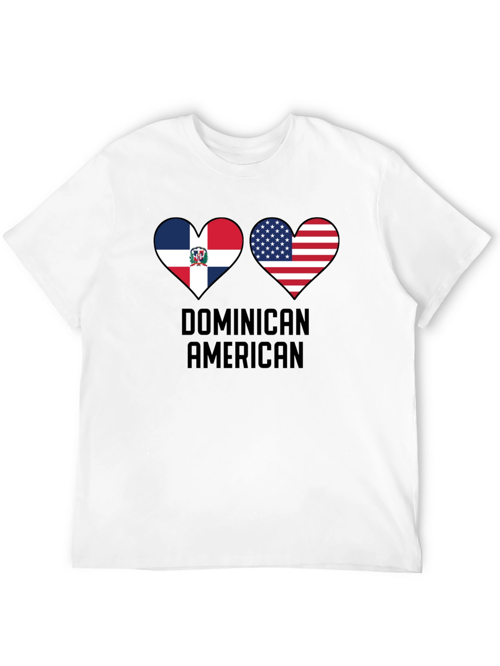 Dominican American Pride T-Shirt Heart Flag Design