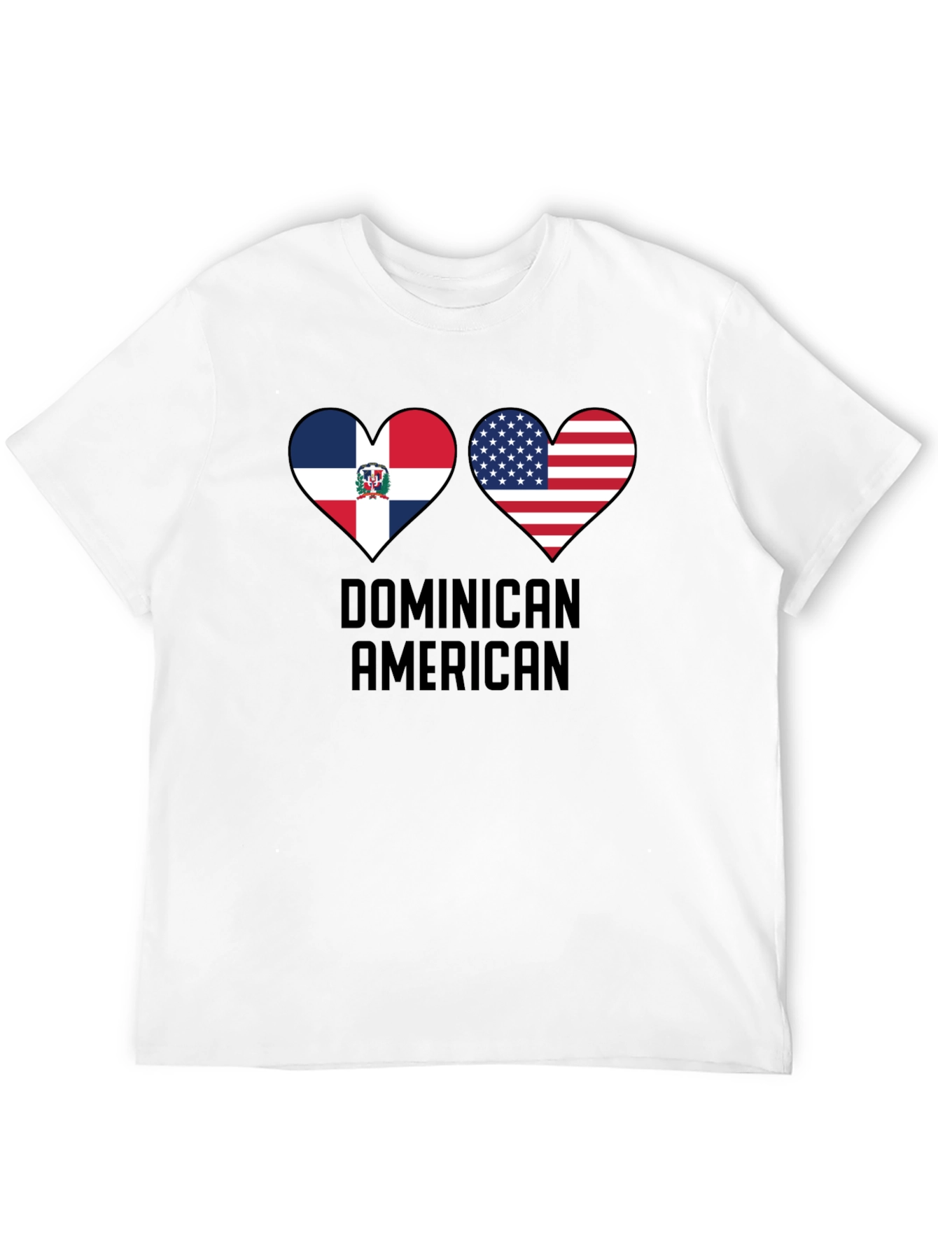 Dominican American Pride T-Shirt Heart Flag Design