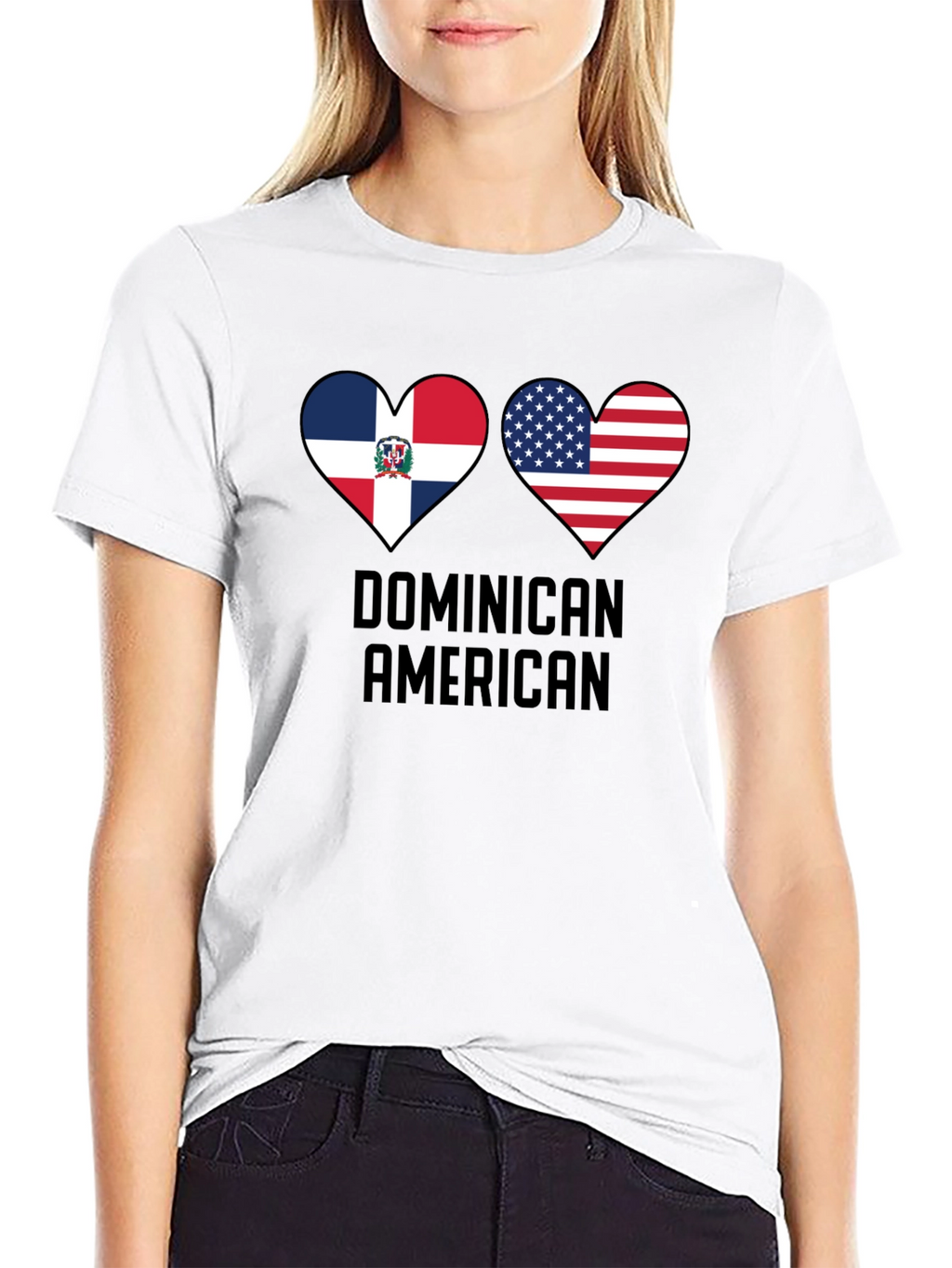 Dominican American Pride T-Shirt Heart Flag Design