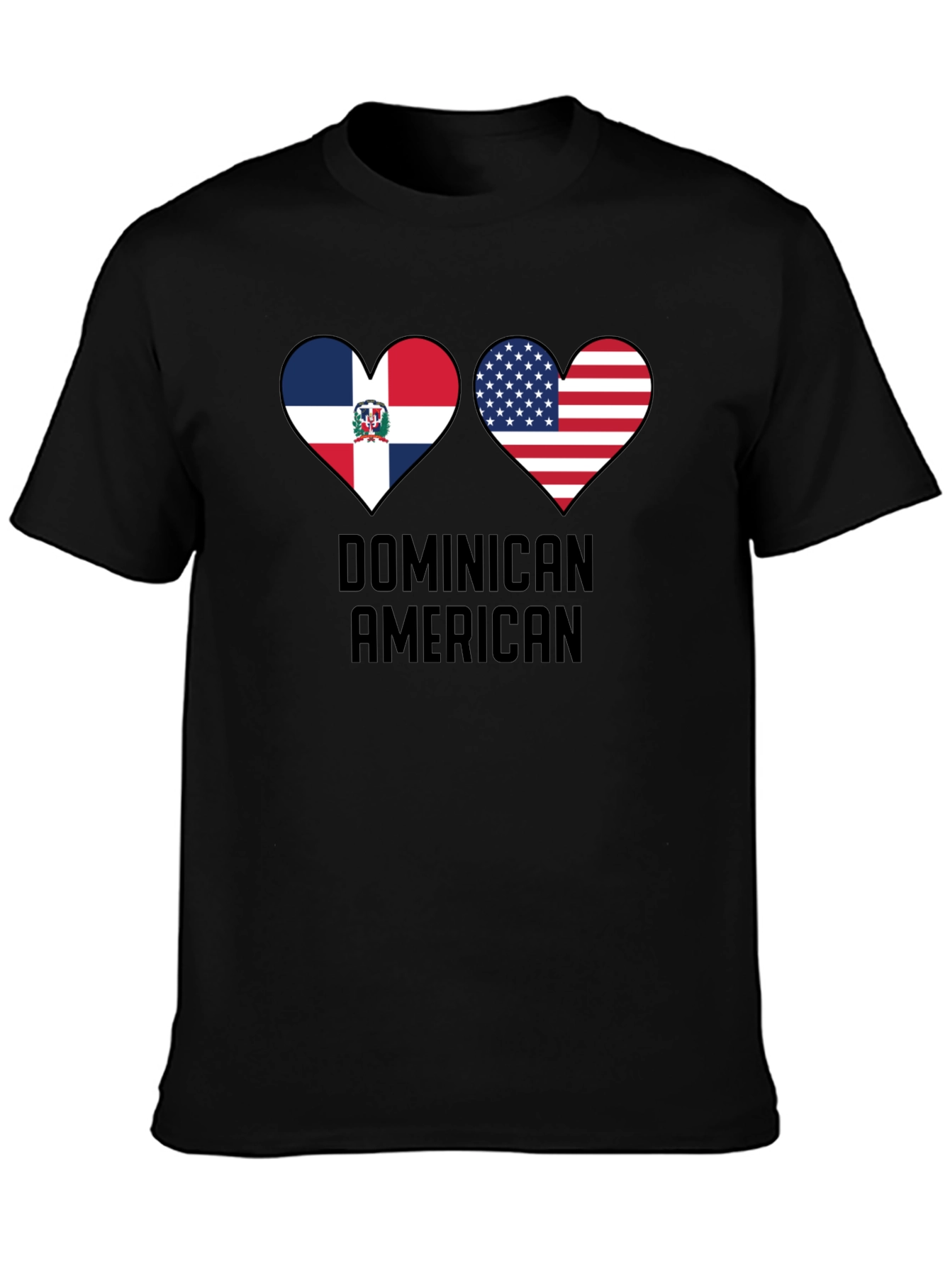Dominican American Pride T-Shirt Heart Flag Design
