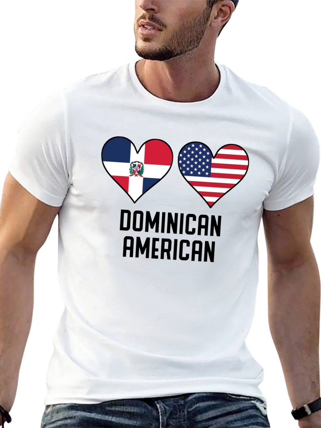 Dominican American Pride T-Shirt Heart Flag Design