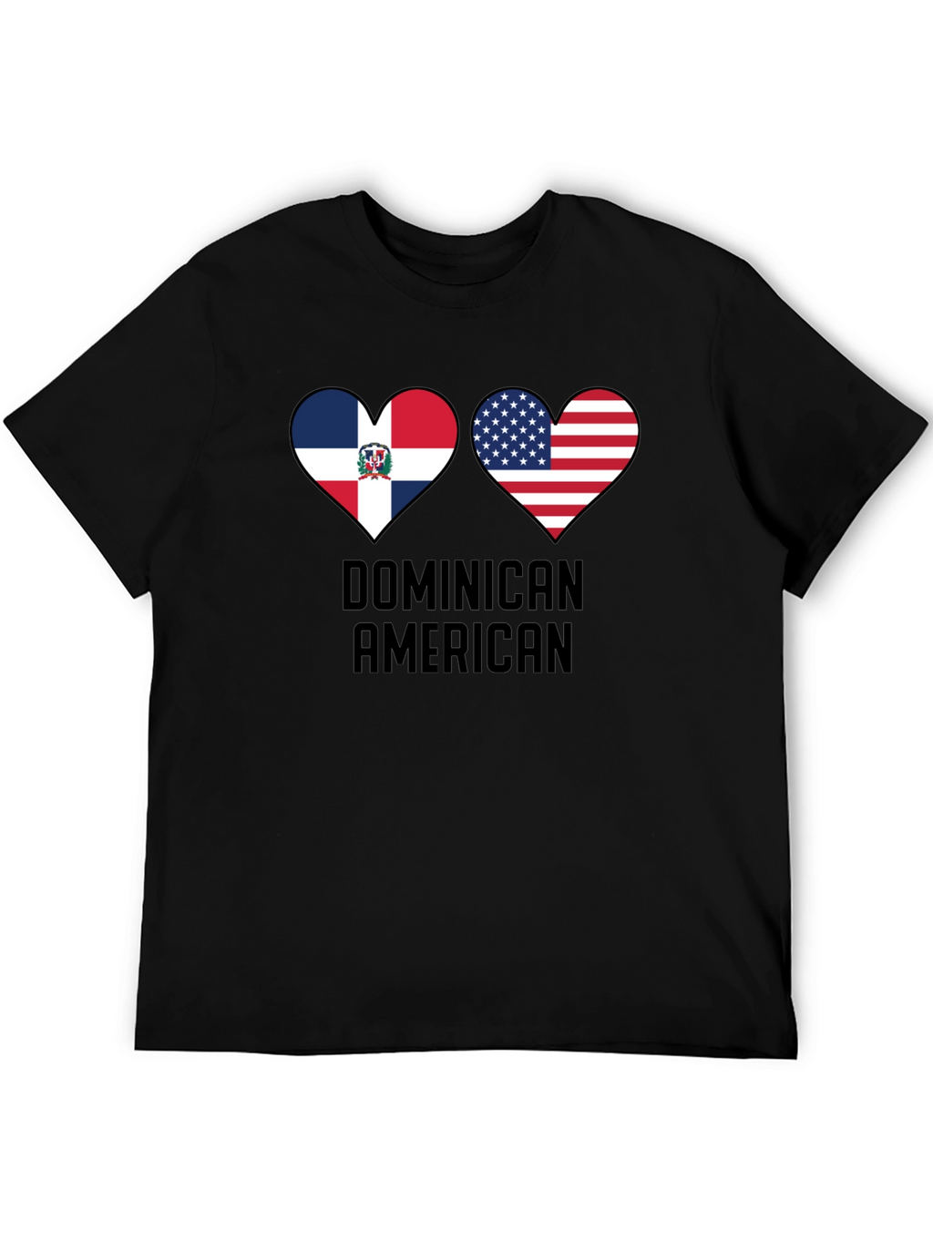 Dominican American Pride T-Shirt Heart Flag Design