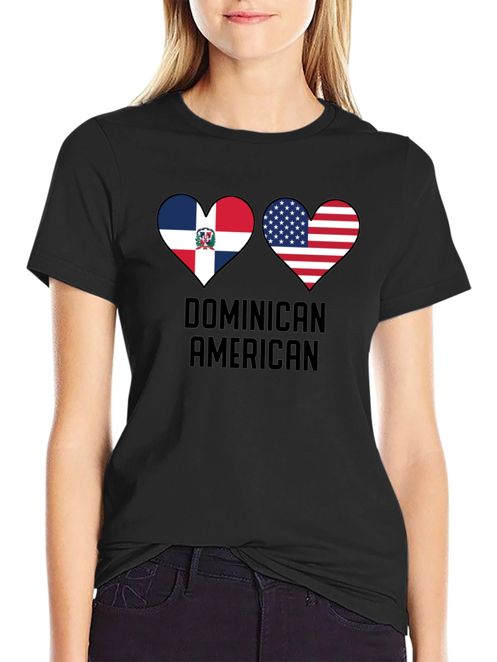 Dominican American Pride T-Shirt Heart Flag Design