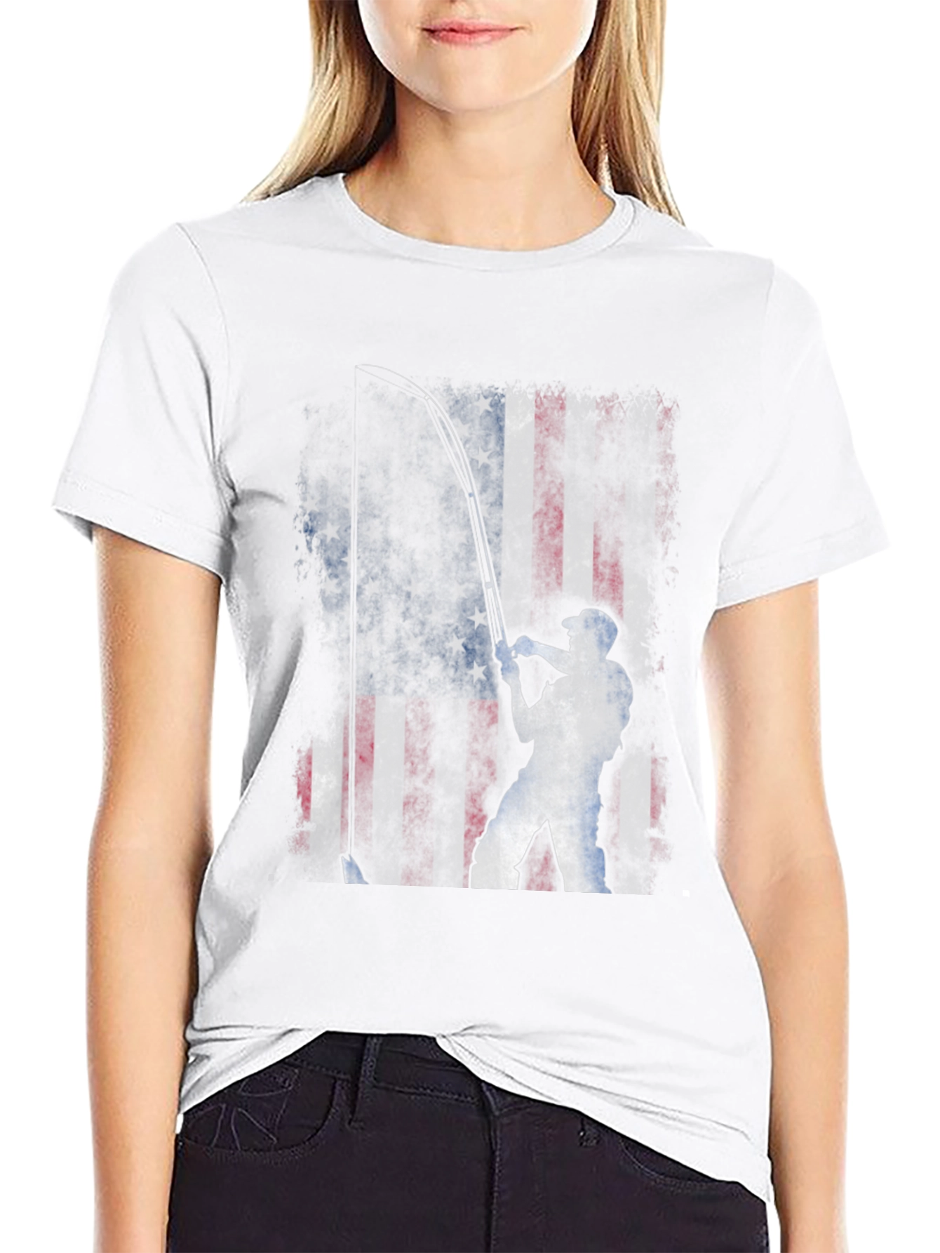 American Flag Fishing T-Shirt - Patriotic Angler Tee