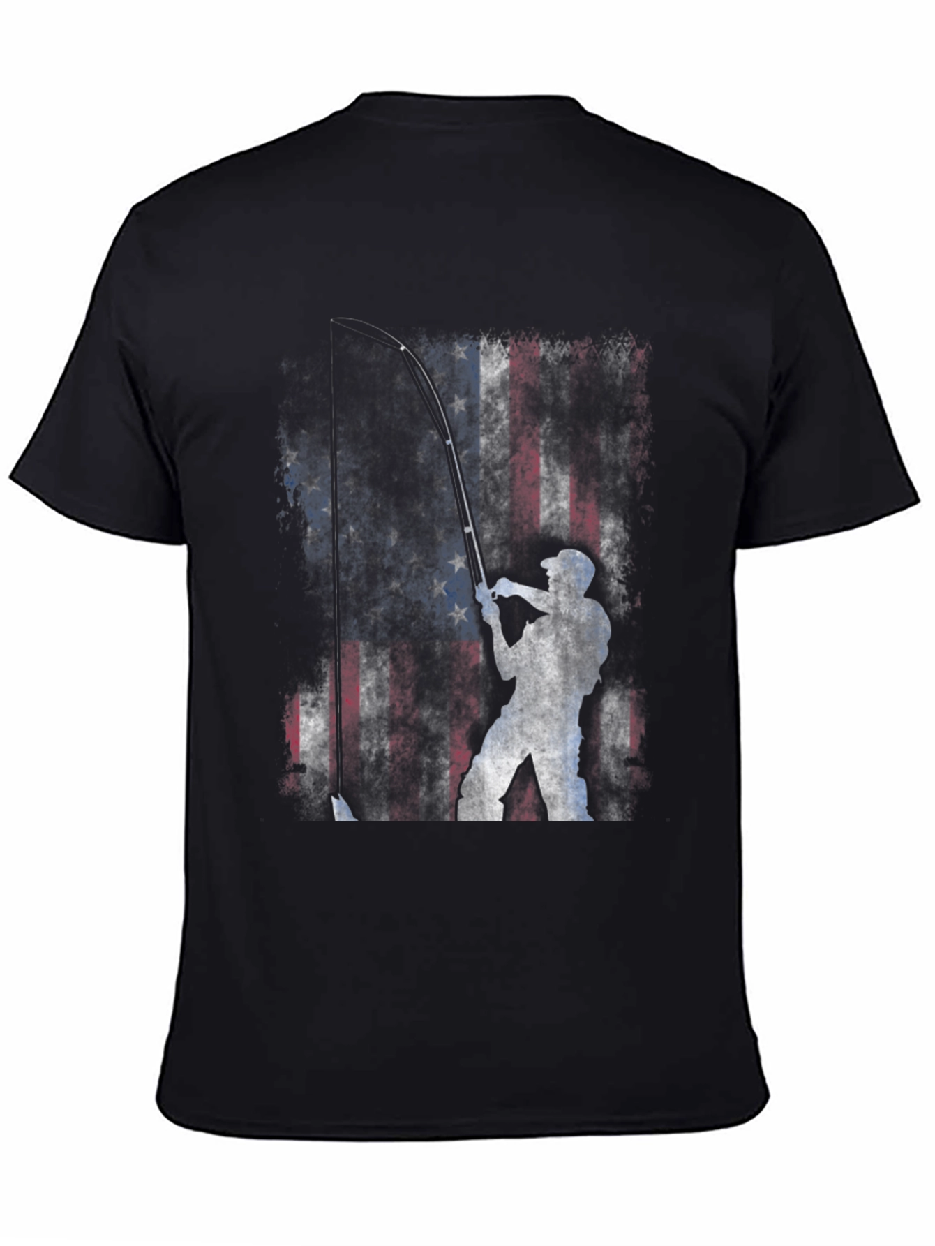 American Flag Fishing T-Shirt - Patriotic Angler Tee