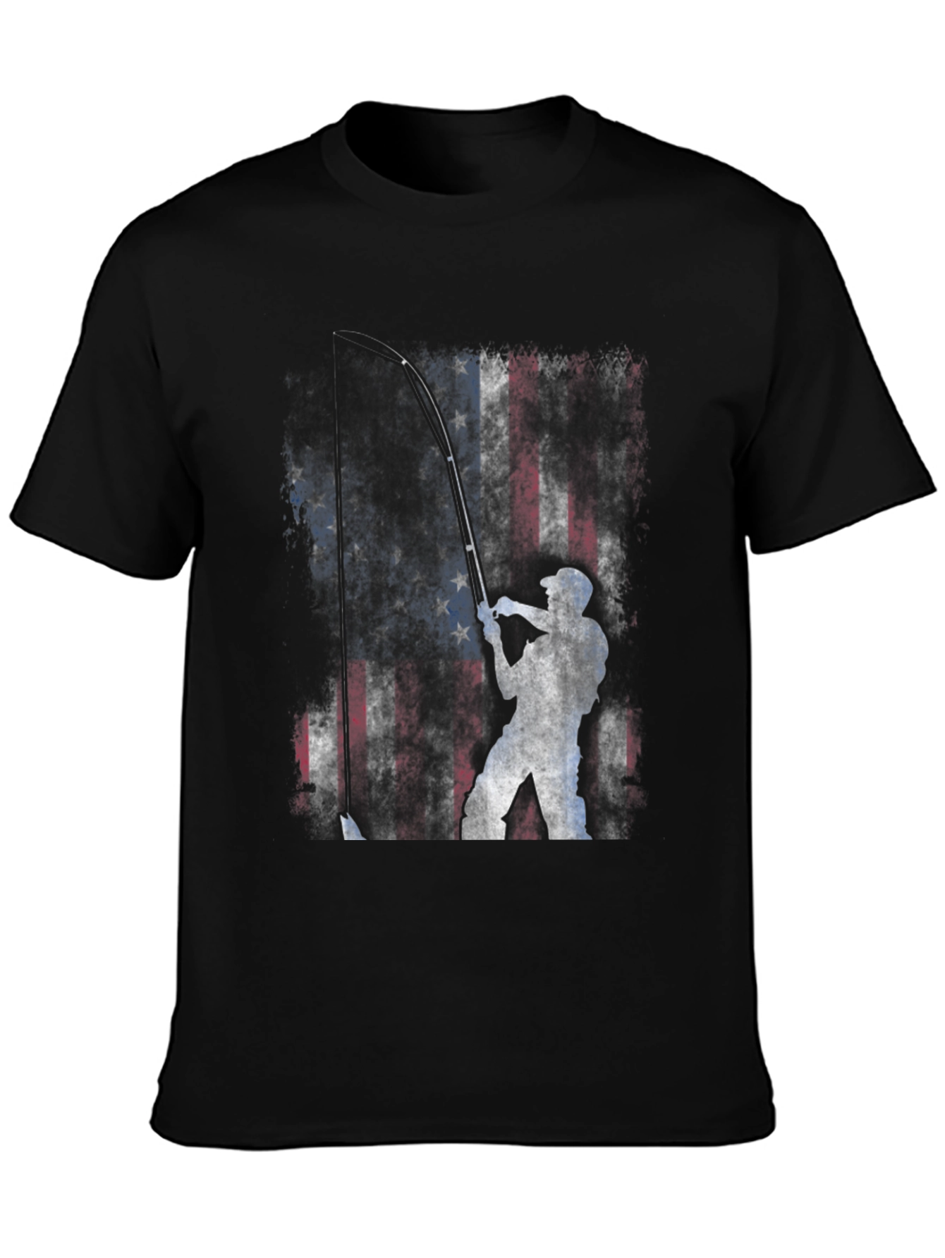 American Flag Fishing T-Shirt - Patriotic Angler Tee