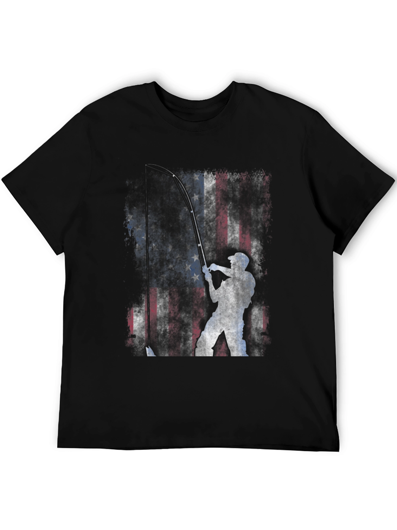 American Flag Fishing T-Shirt - Patriotic Angler Tee