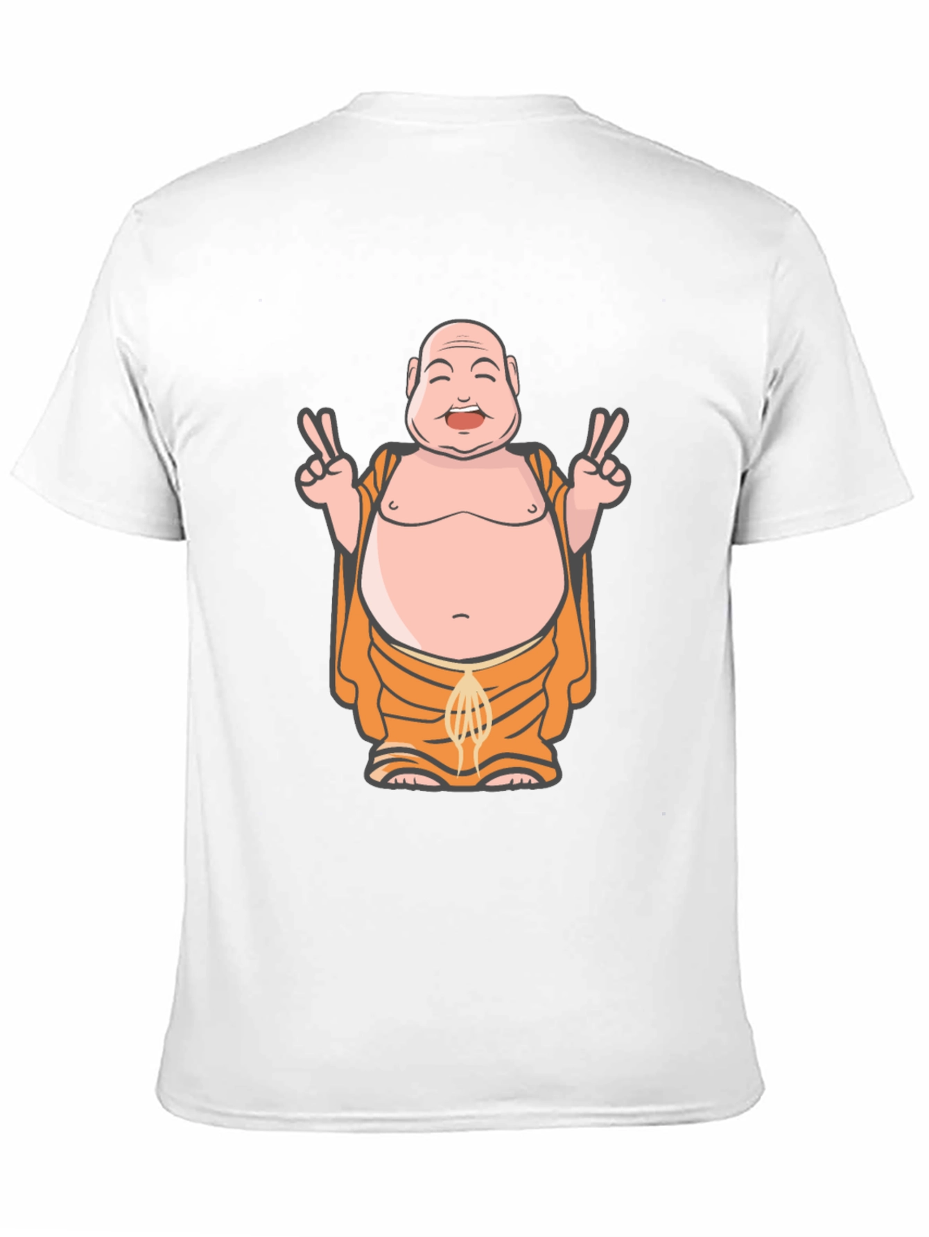 Buddha Peace Sign Graphic Tee - Black Cotton Blend
