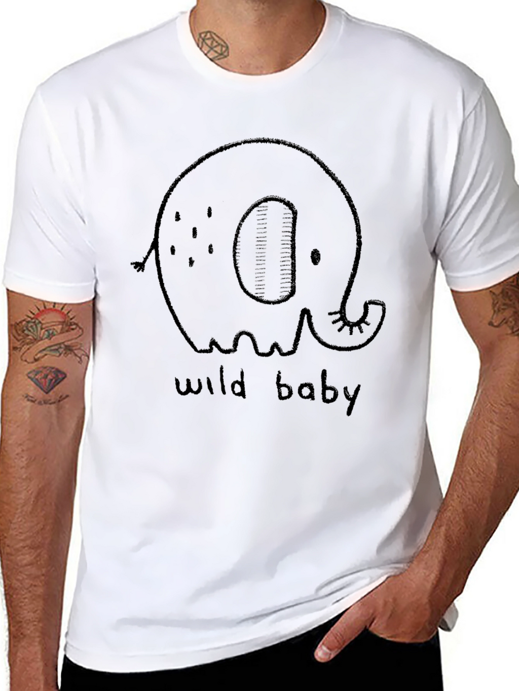 Cute Elephant Wild Baby Black Graphic Tee