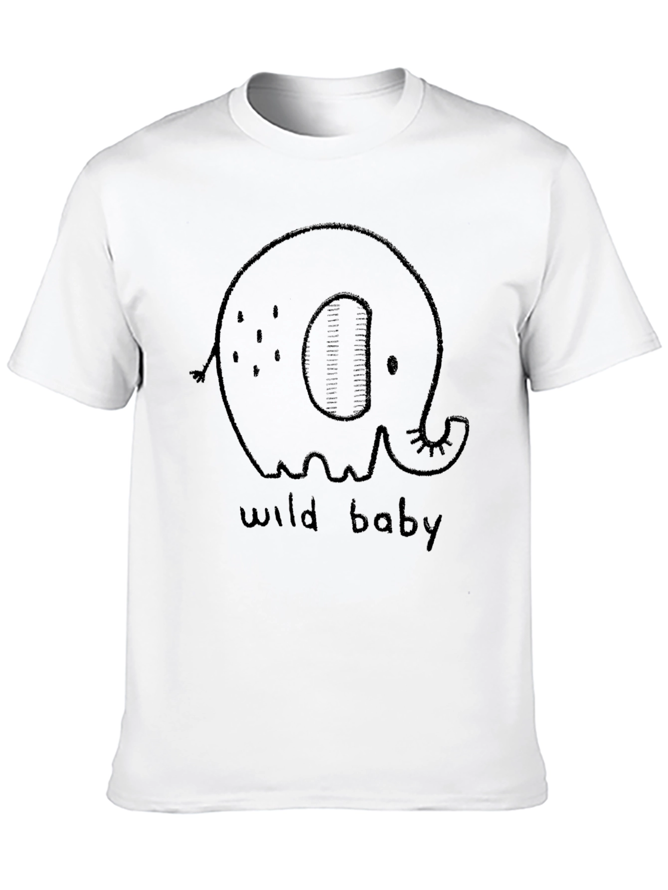 Cute Elephant Wild Baby Black Graphic Tee