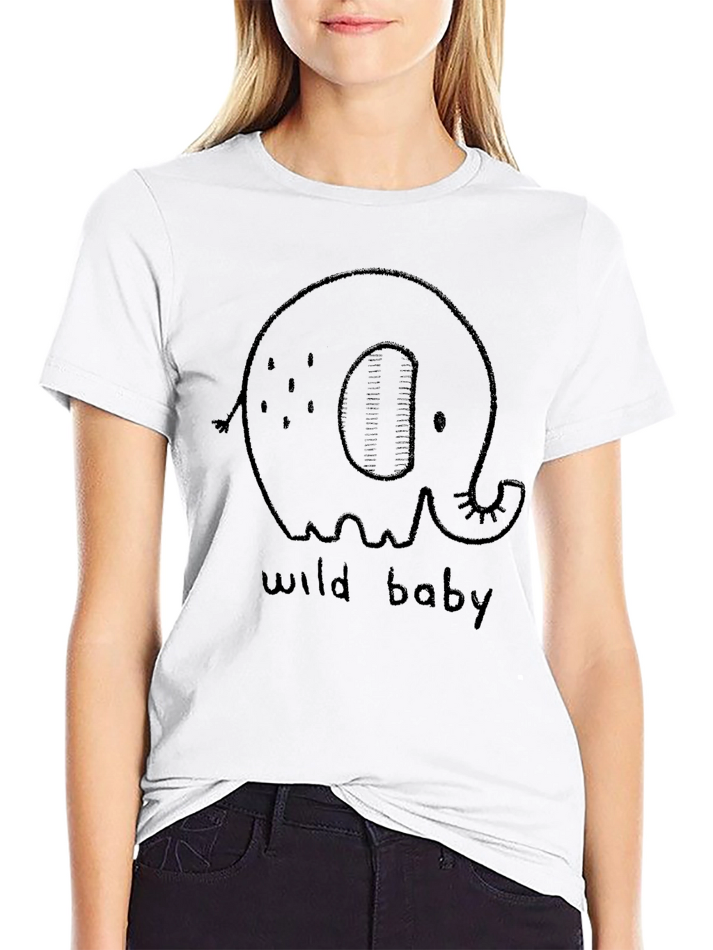 Cute Elephant Wild Baby Black Graphic Tee