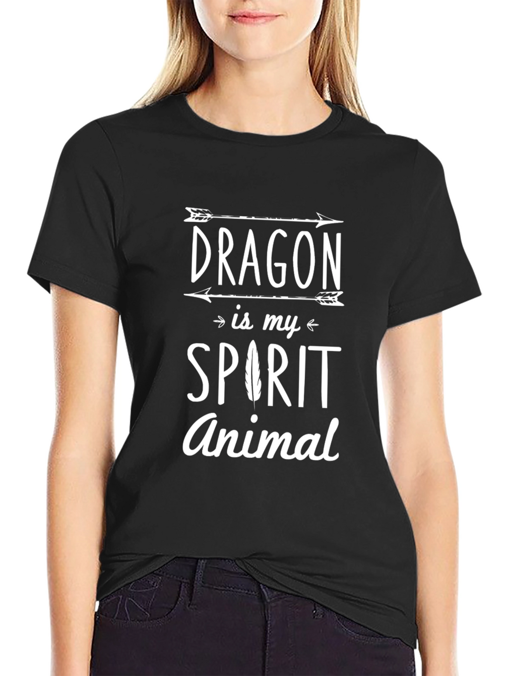 Dragon Spirit Animal Graphic T-Shirt - Black