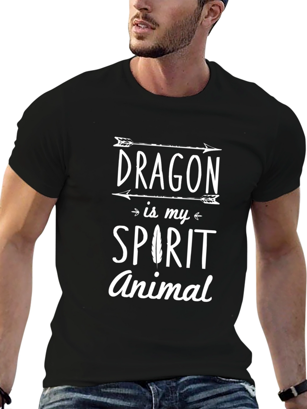 Dragon Spirit Animal Graphic T-Shirt - Black
