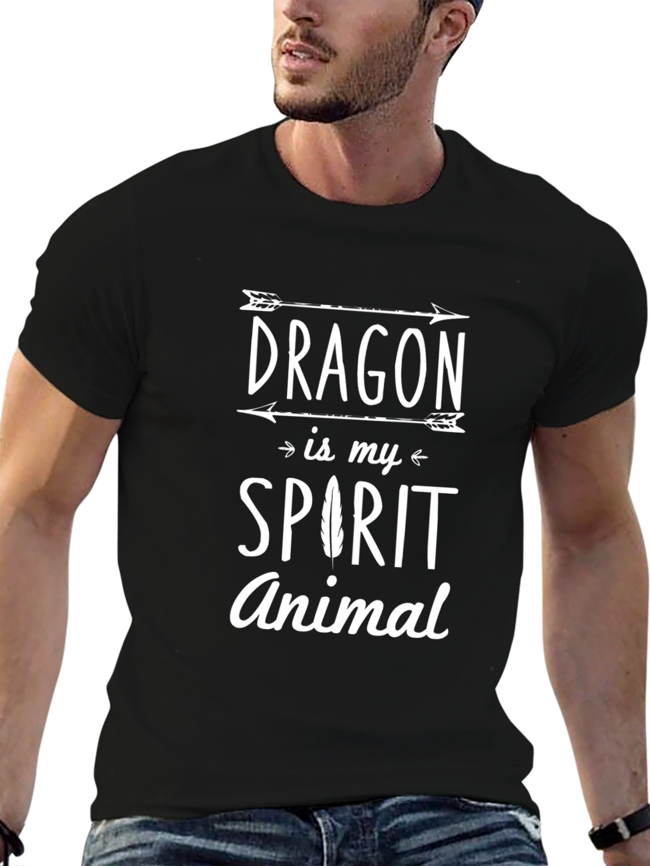 Dragon Spirit Animal Graphic T-Shirt - Black