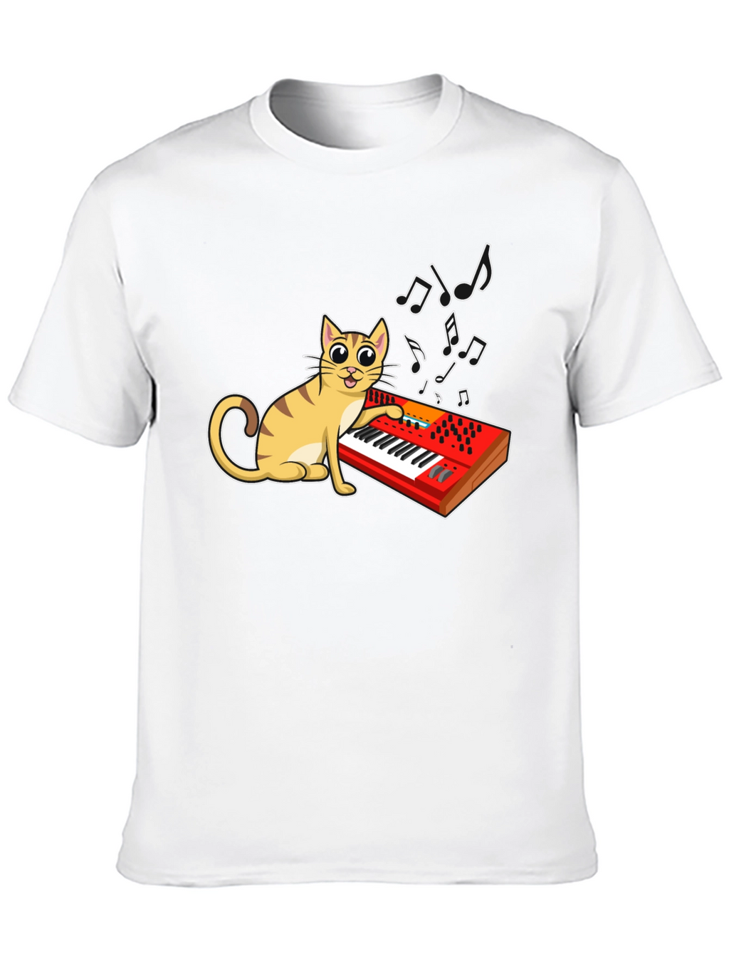 Cat Playing Keyboard Graphic T-Shirt