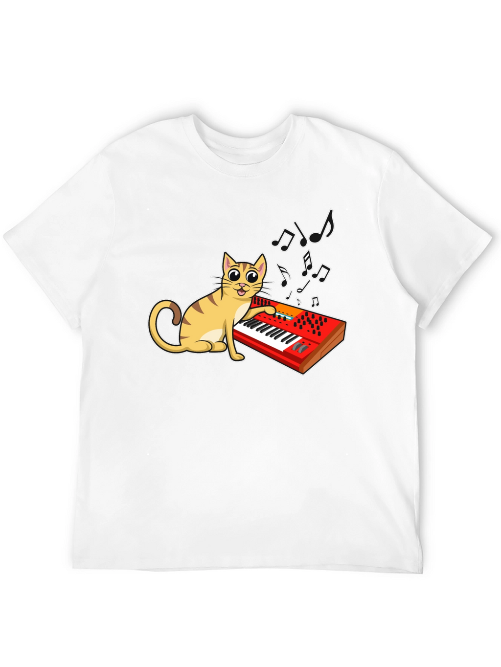 Cat Playing Keyboard Graphic T-Shirt