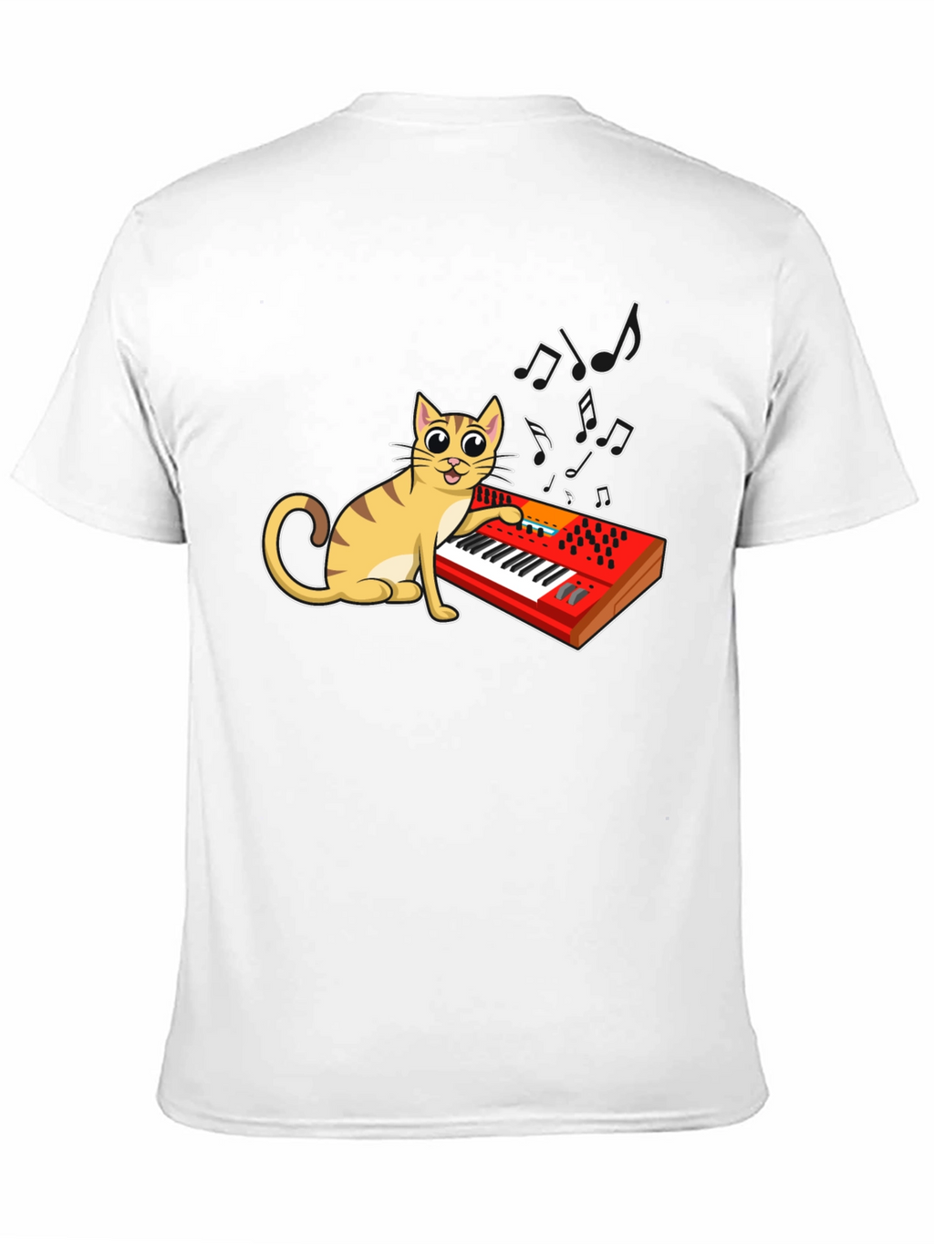 Cat Playing Keyboard Graphic T-Shirt