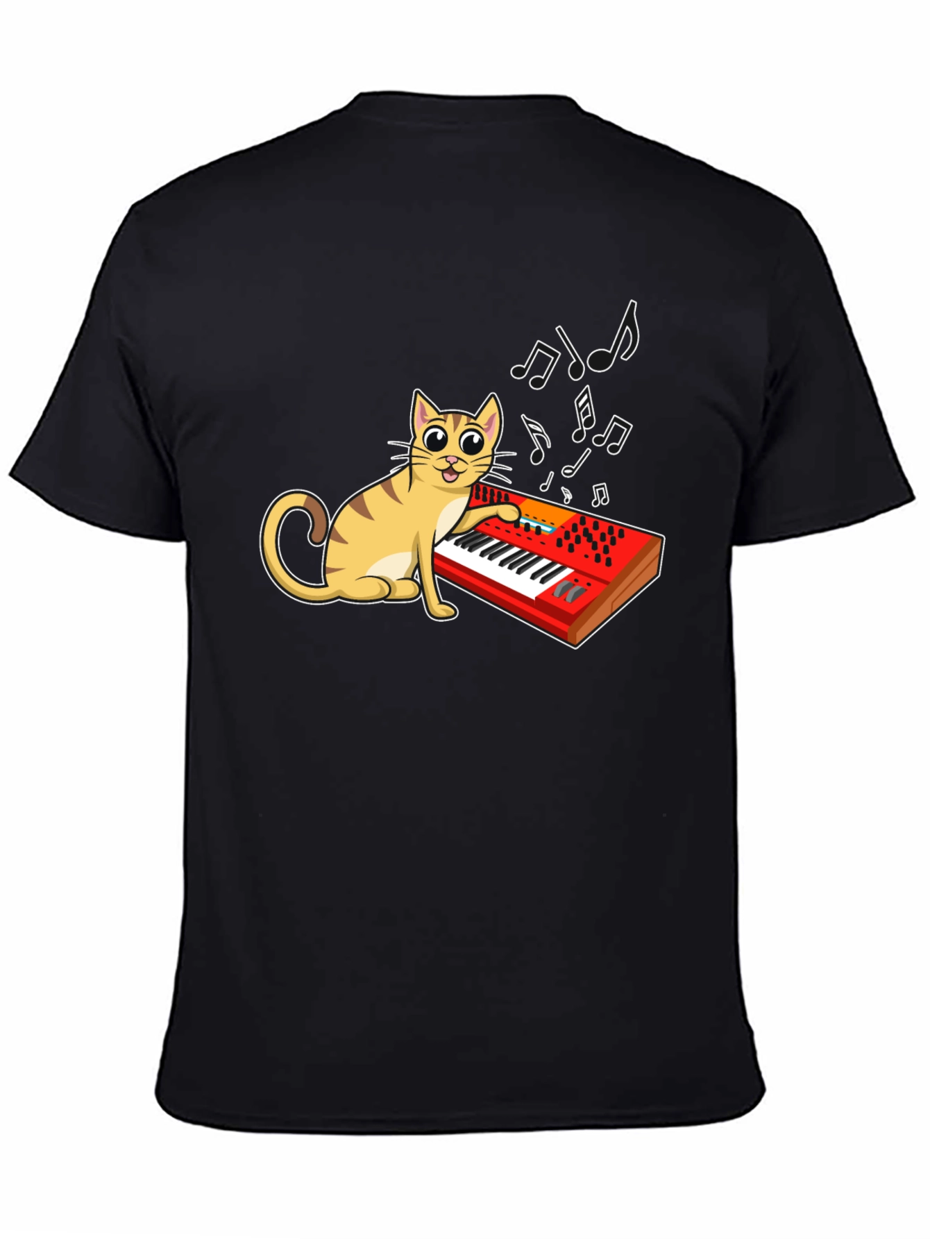 Cat Playing Keyboard Graphic T-Shirt