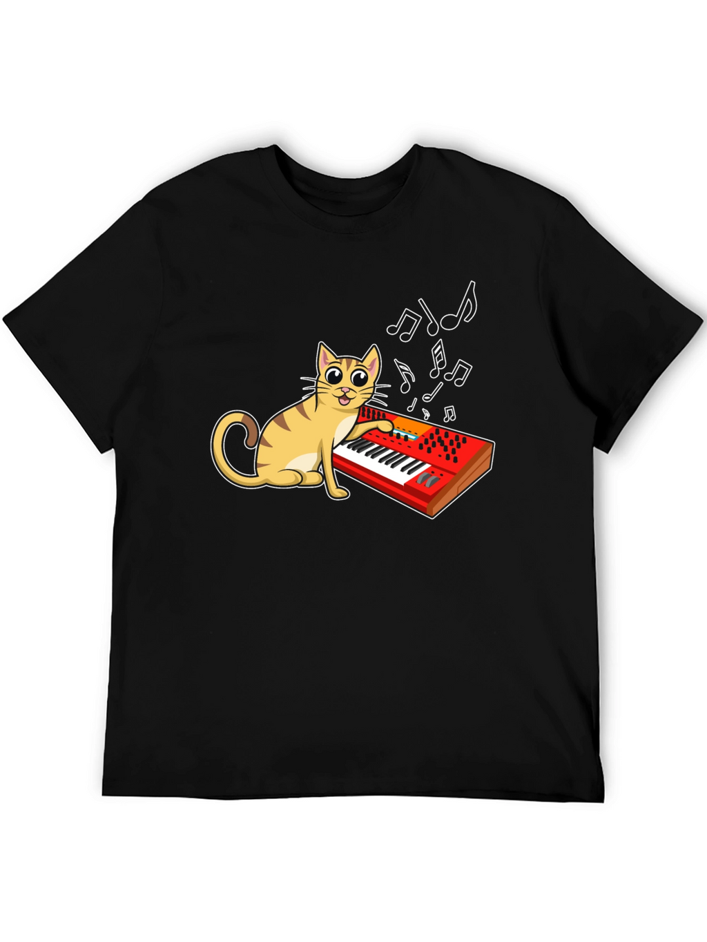 Cat Playing Keyboard Graphic T-Shirt